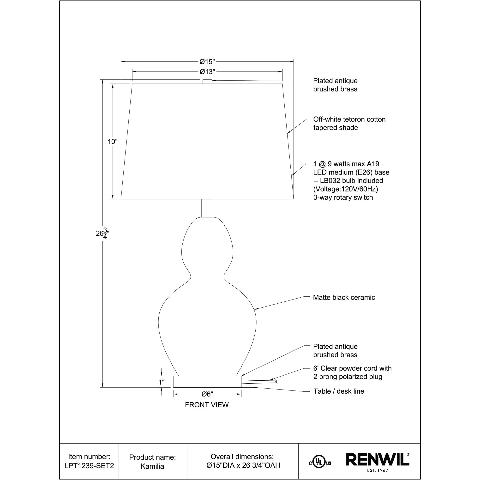 Kamilia Table Lamp Set of 2 - Image 6
