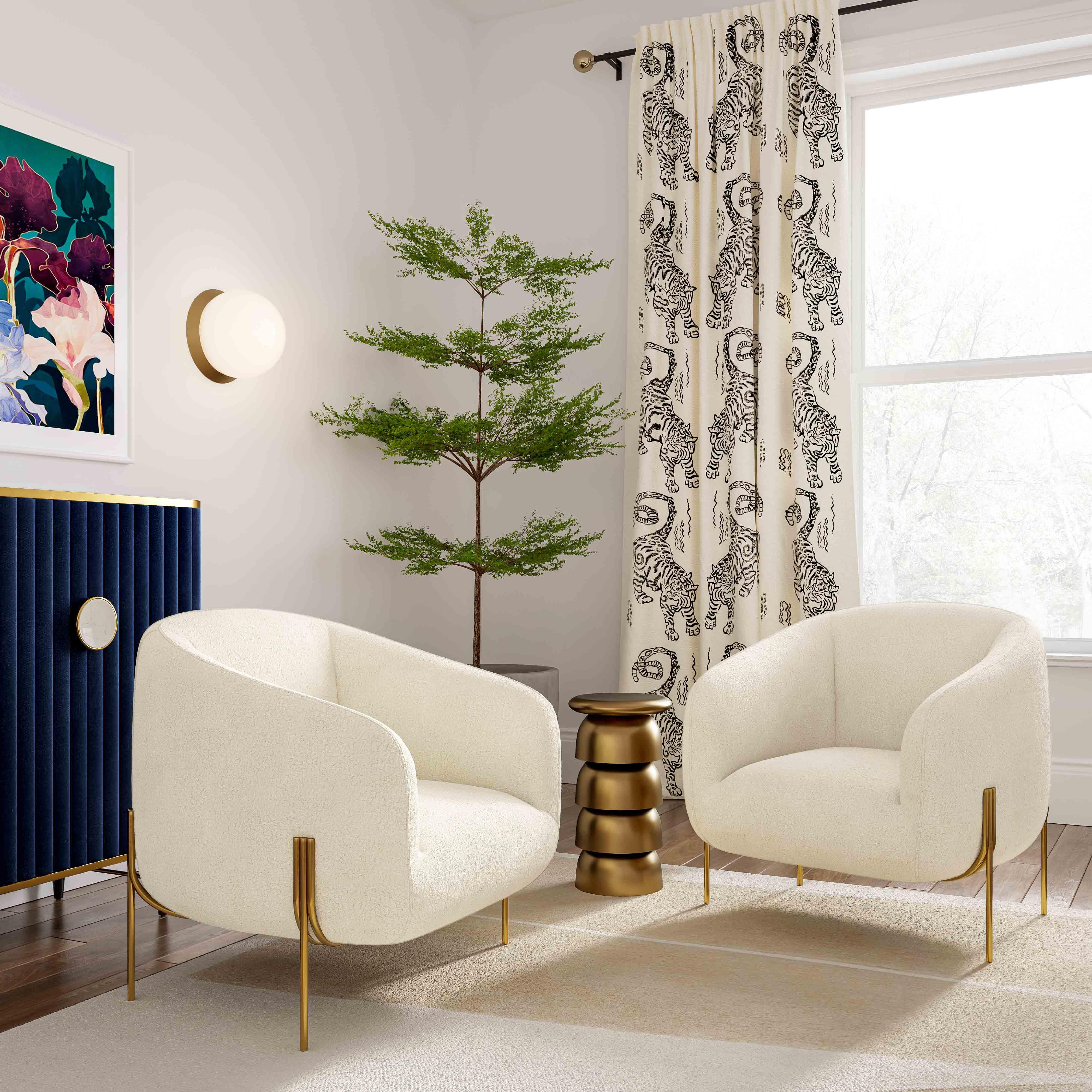 Kandra Cream Performance Vegan Shearling Accent Chair - Image 2