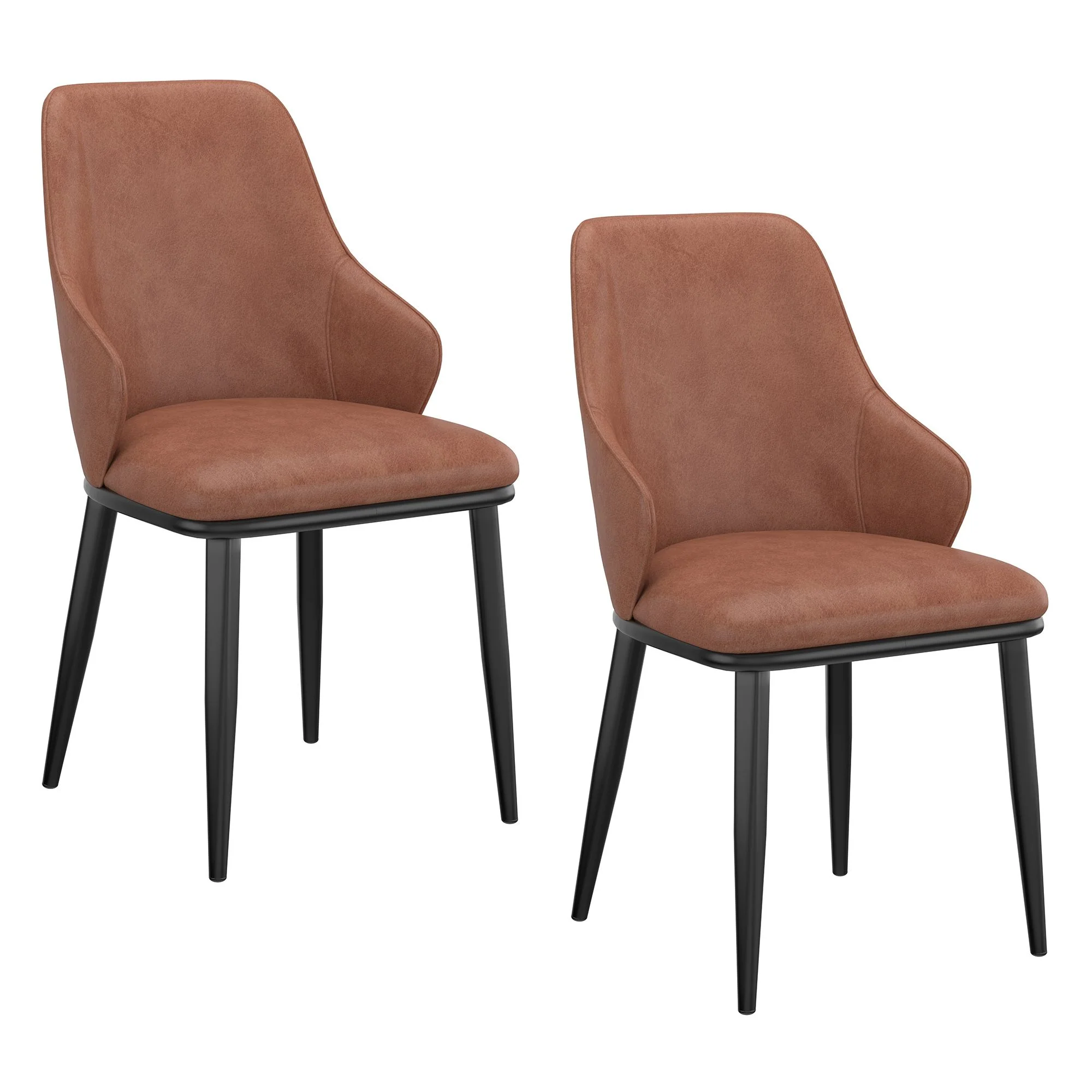 Kash Dining Chair, Faux Leather, set of 2, in Saddle and Black - Image 7