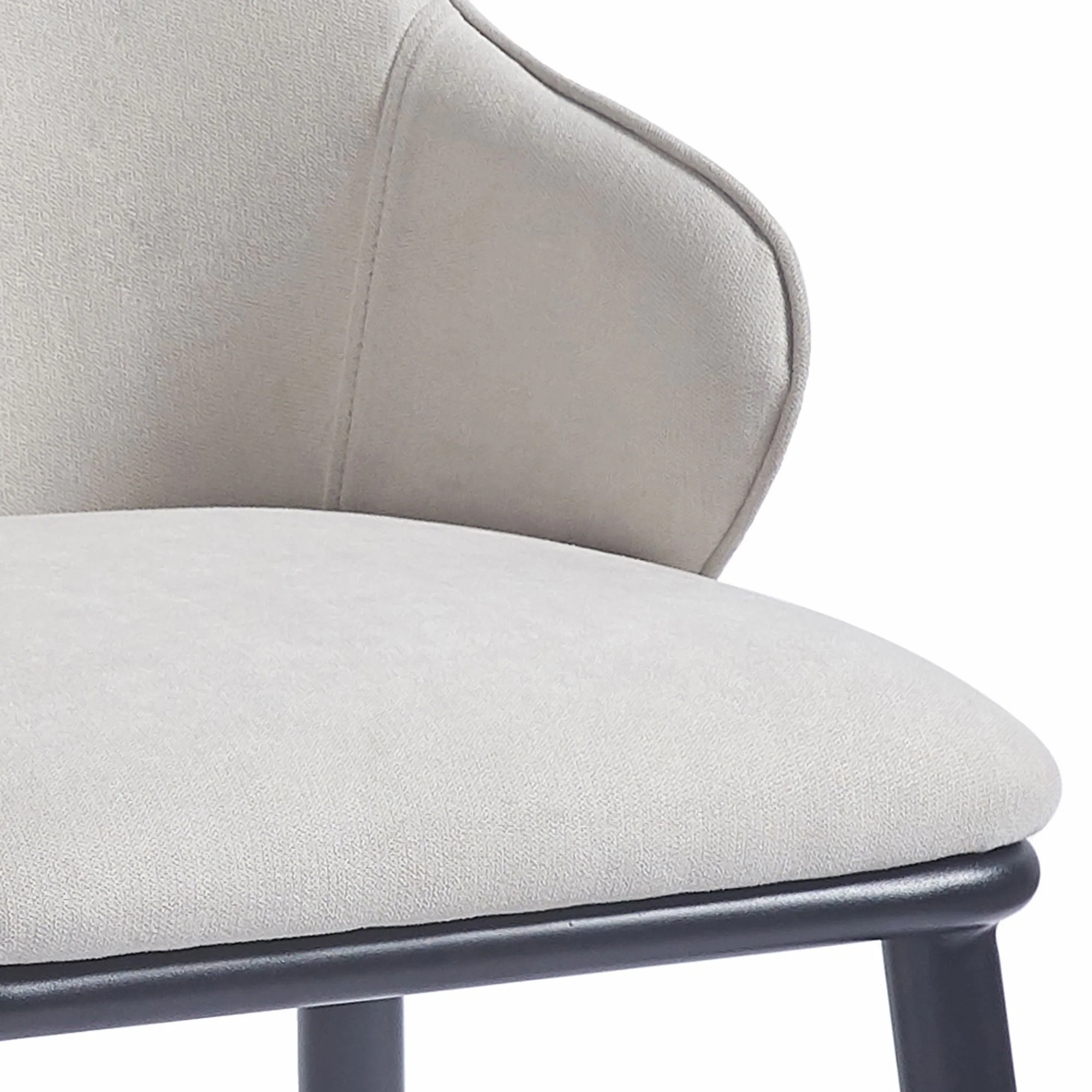 Kash Dining Chair, set of 2, in Beige Fabric and Black - Image 4