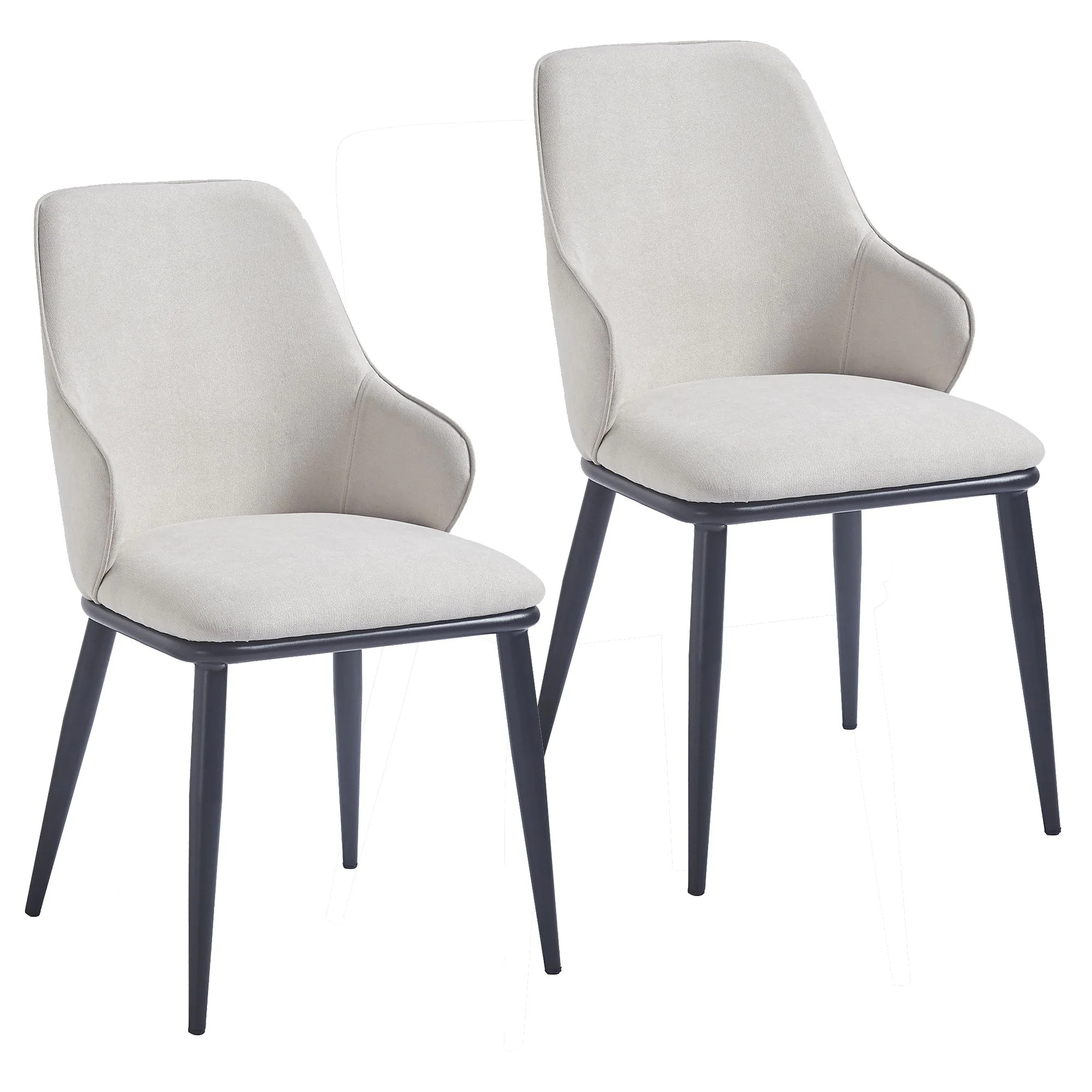 Kash Dining Chair, set of 2, in Beige Fabric and Black - Image 5