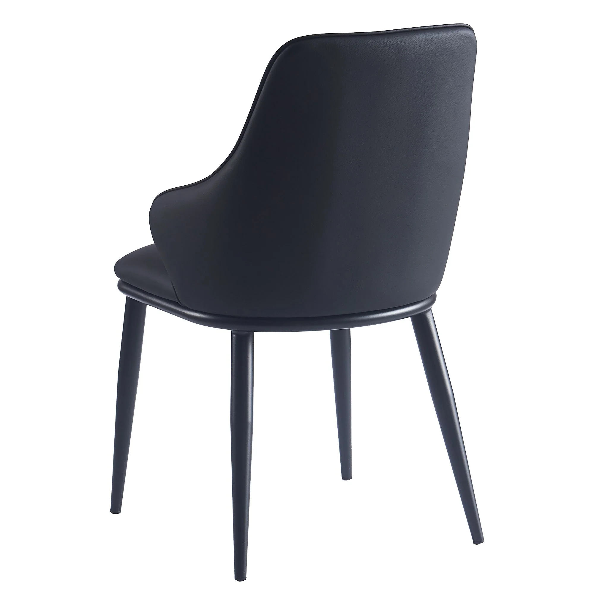 Kash Dining Chair, set of 2, in Black Faux Leather and Black - Image 3