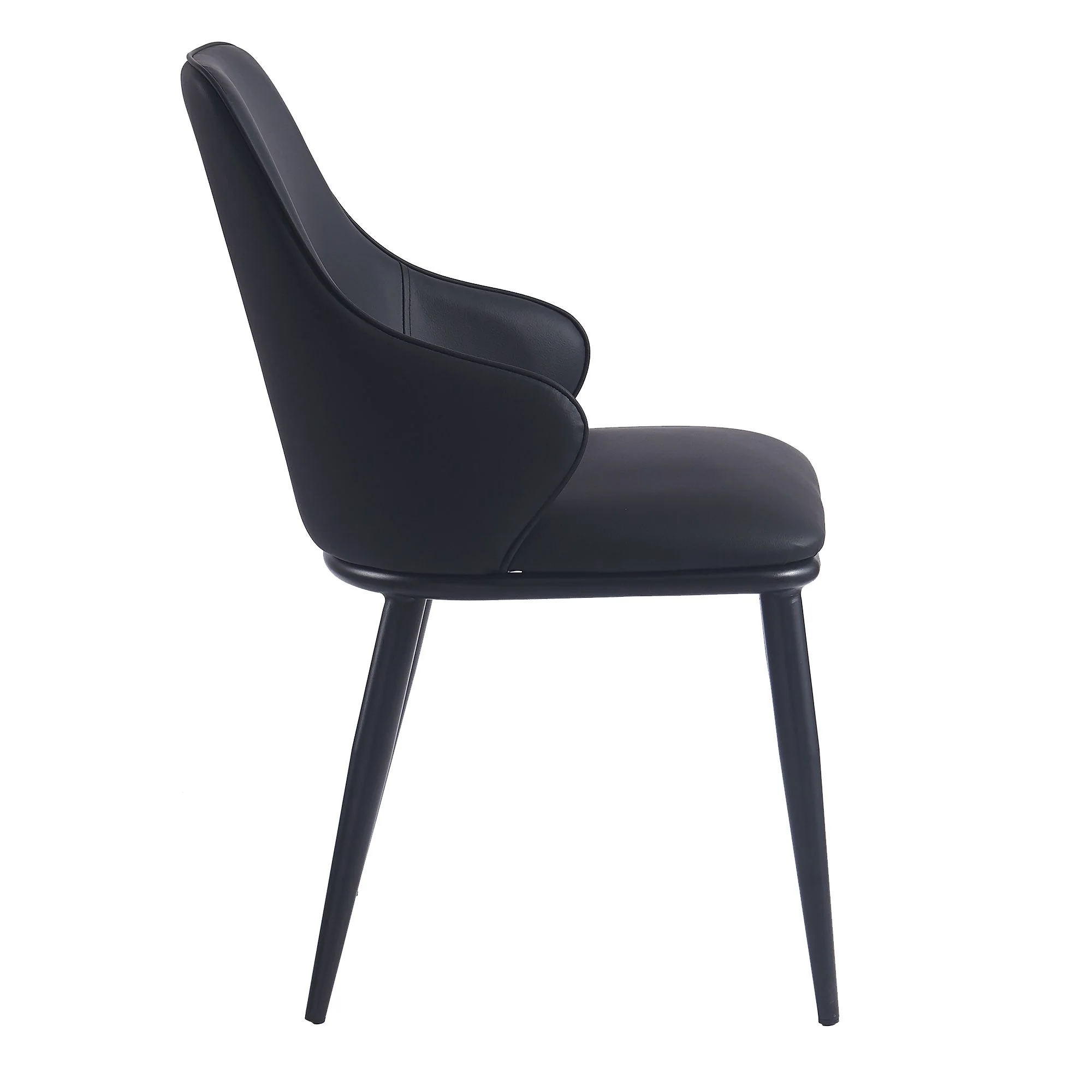 Kash Dining Chair, set of 2, in Black Faux Leather and Black - Image 4