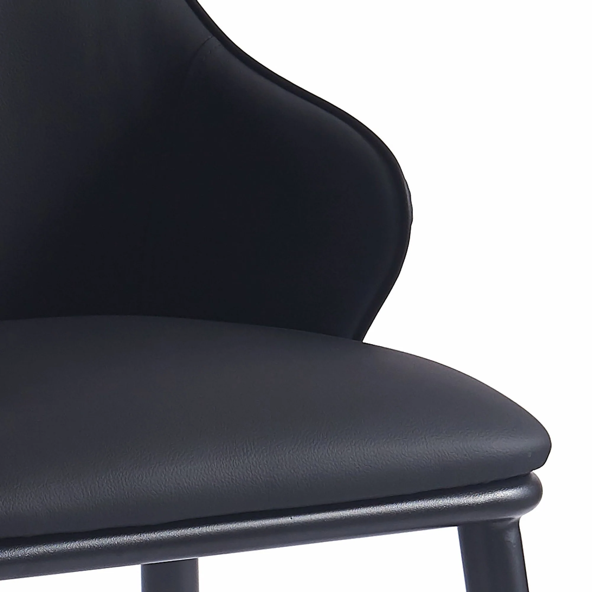 Kash Dining Chair, set of 2, in Black Faux Leather and Black - Image 6