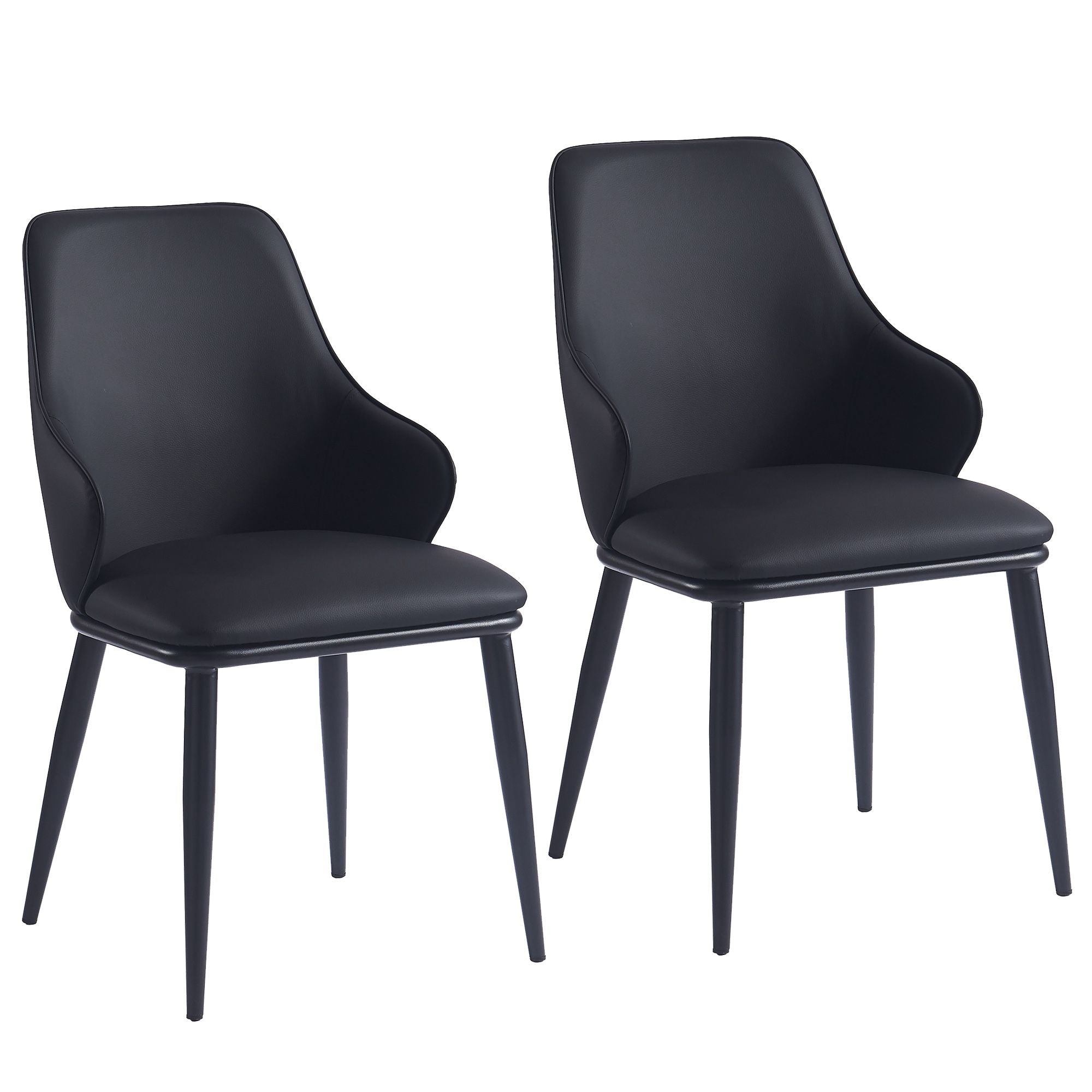 Kash Dining Chair, set of 2, in Black Faux Leather and Black - Image 7