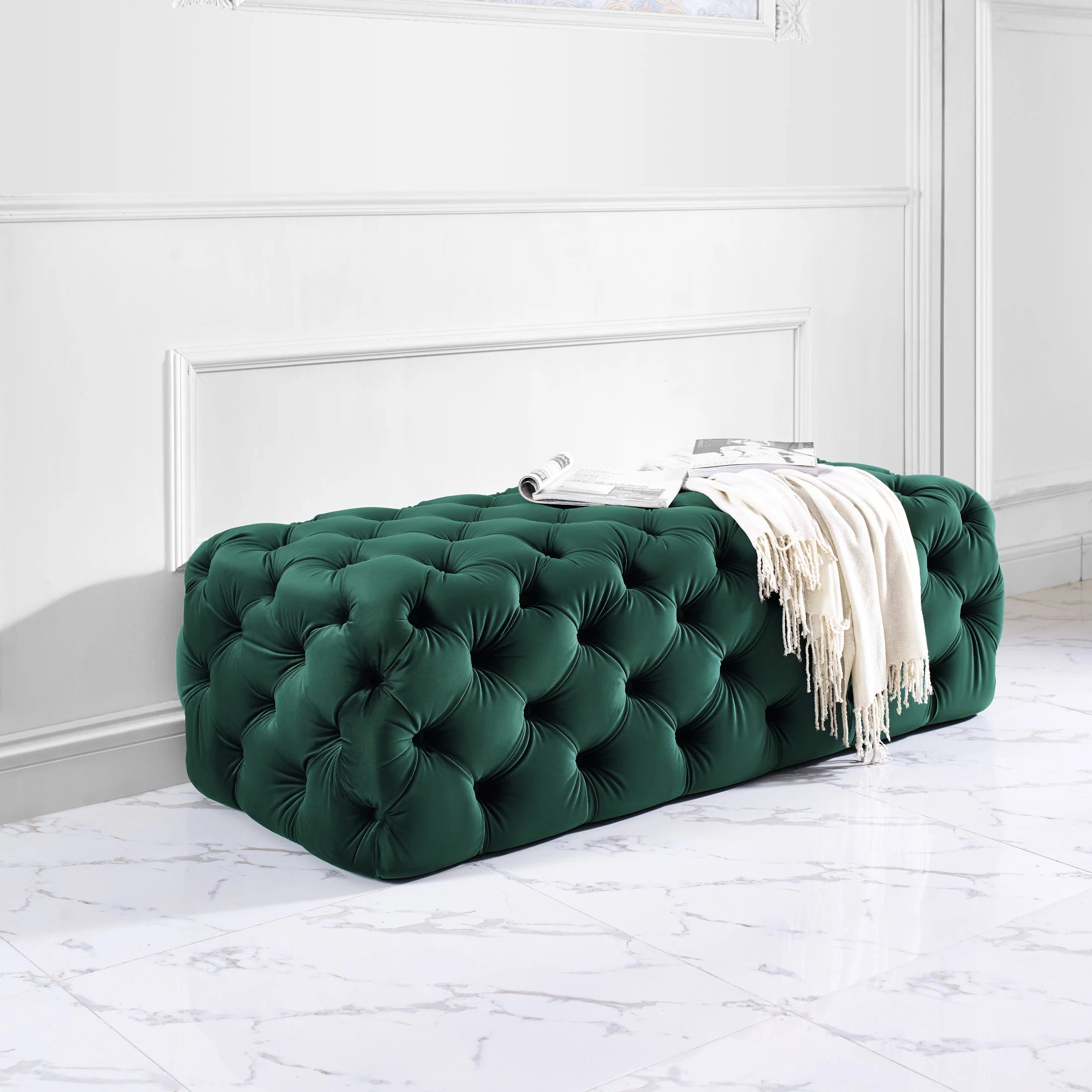 Kaylee 49" Performance Velvet Tufted Jumbo Ottoman - Image 17