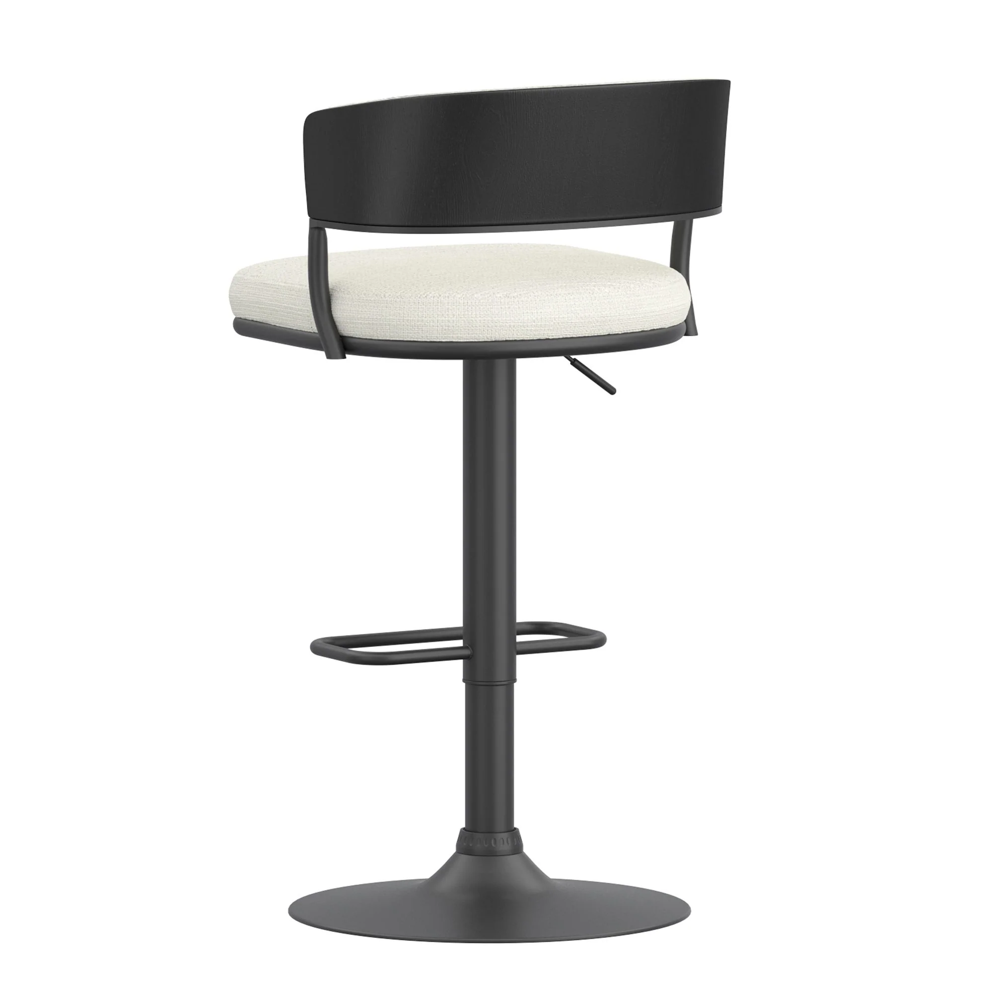 Kazan Adjustable Air-Lift Stool, Set of 2 in Ivory Performance Fabric & Black Metal - Image 3