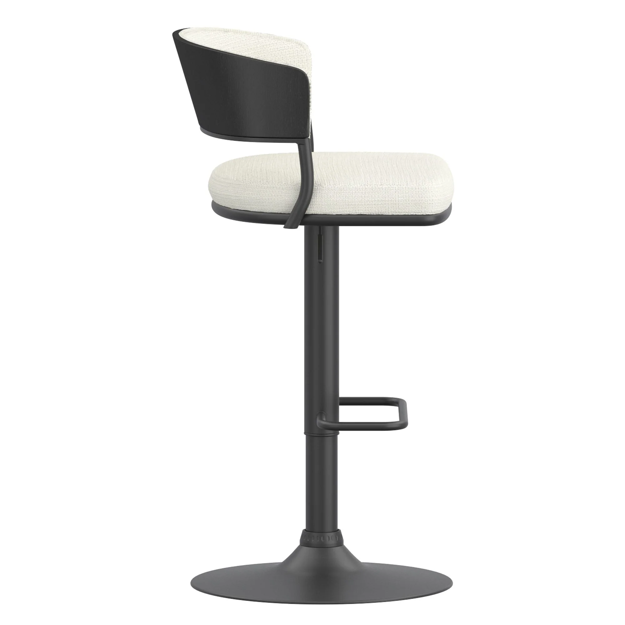 Kazan Adjustable Air-Lift Stool, Set of 2 in Ivory Performance Fabric & Black Metal - Image 4