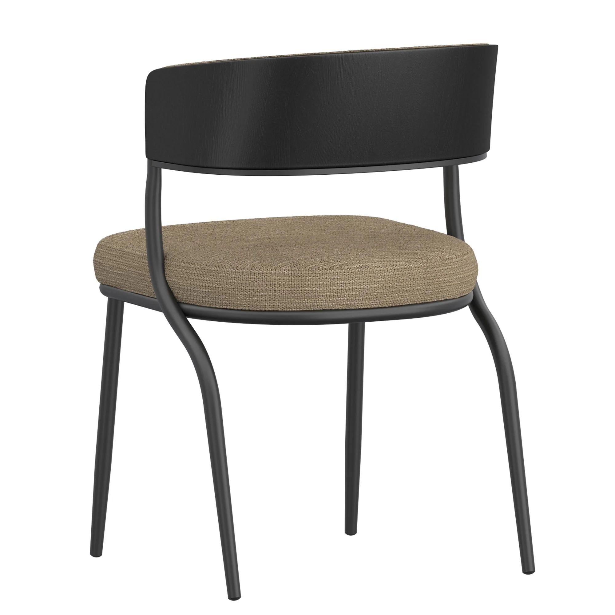 Kazan Dining Chair, Set of 2 in Dark Beige Performance Fabric & Black Metal - Image 3