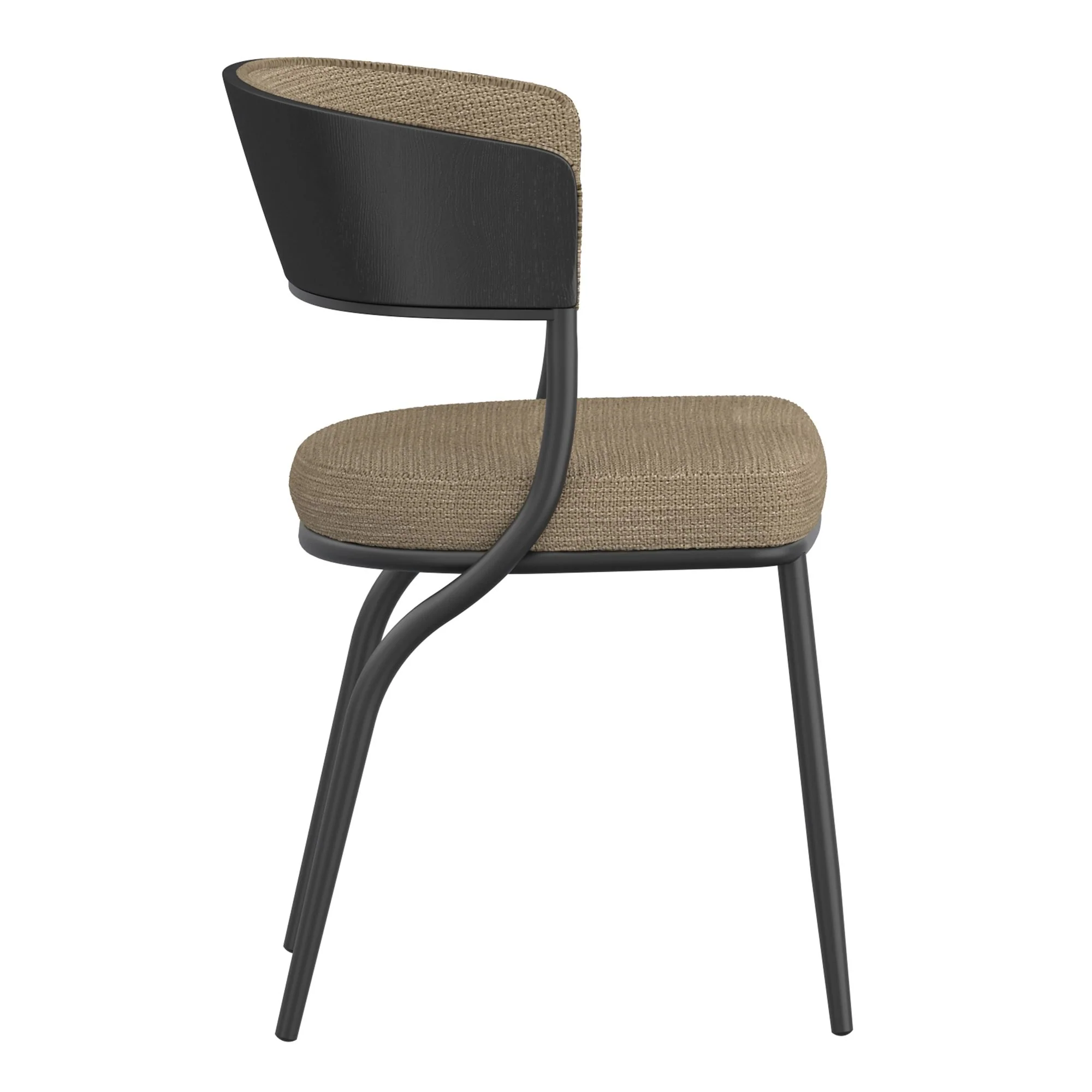 Kazan Dining Chair, Set of 2 in Dark Beige Performance Fabric & Black Metal - Image 4