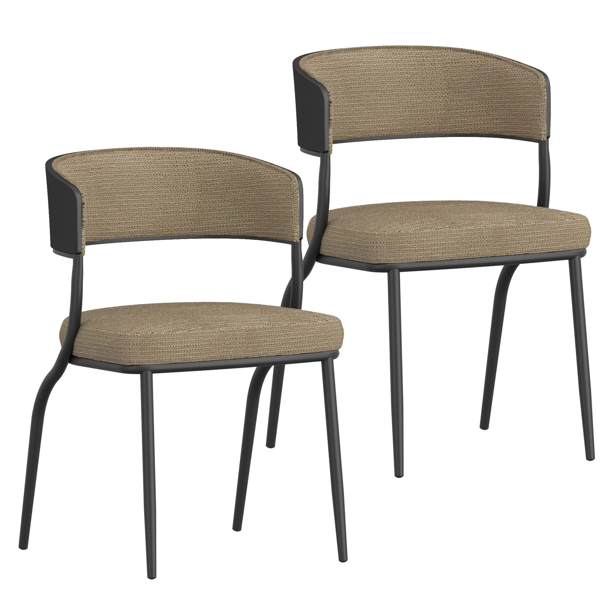 Kazan Dining Chair, Set of 2 in Dark Beige Performance Fabric & Black Metal - Image 7