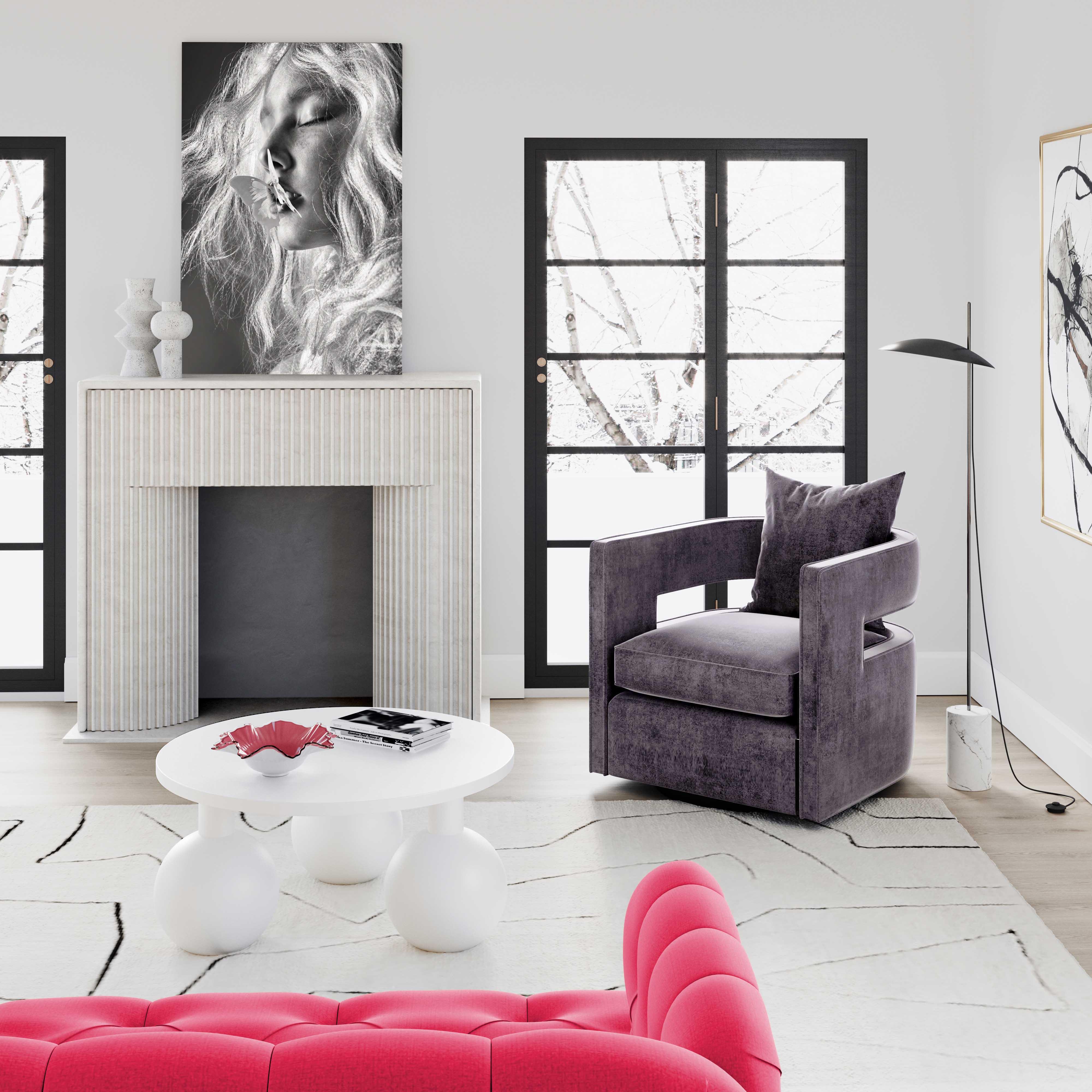 Kennedy Performance Velvet Swivel Accent Chair - Image 9