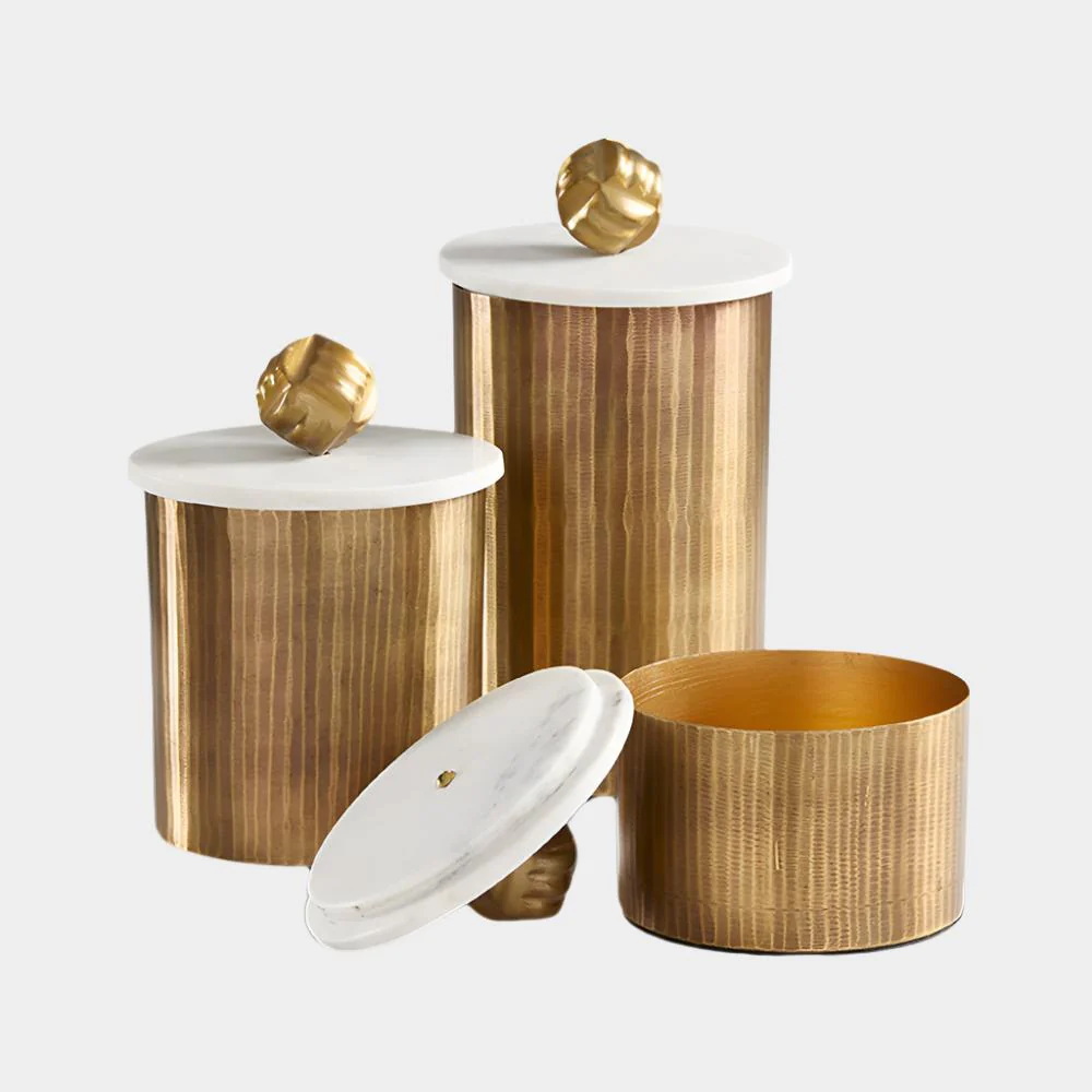 Keva Matte Texture Boxes Antique Brass (set of 3)
