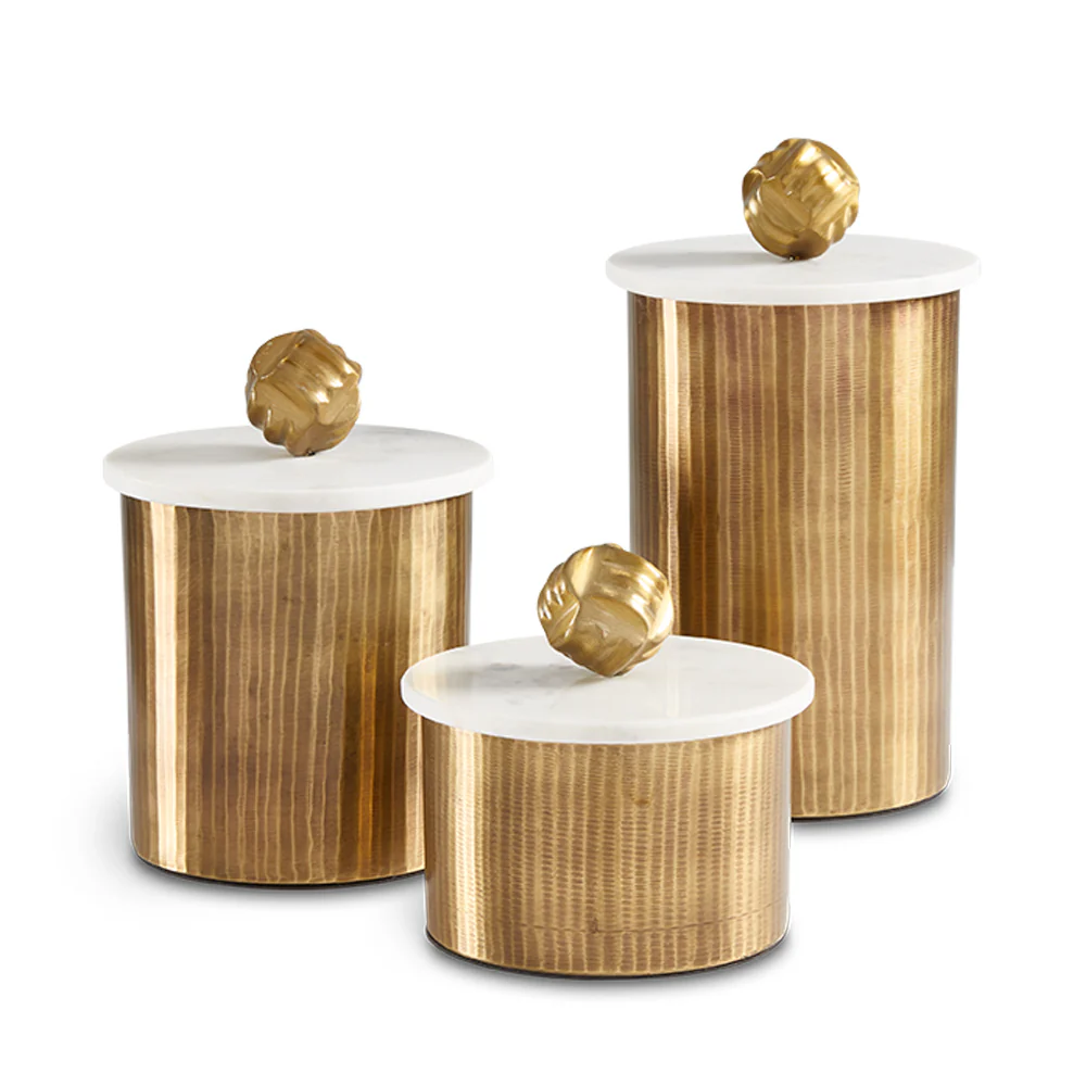 Keva Matte Texture Boxes Antique Brass (set of 3) - Image 4
