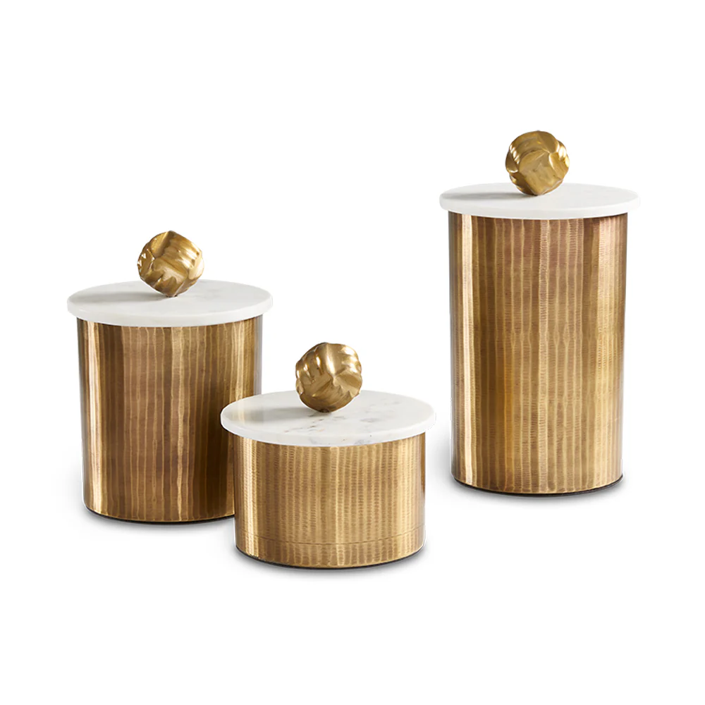 Keva Matte Texture Boxes Antique Brass (set of 3) - Image 5
