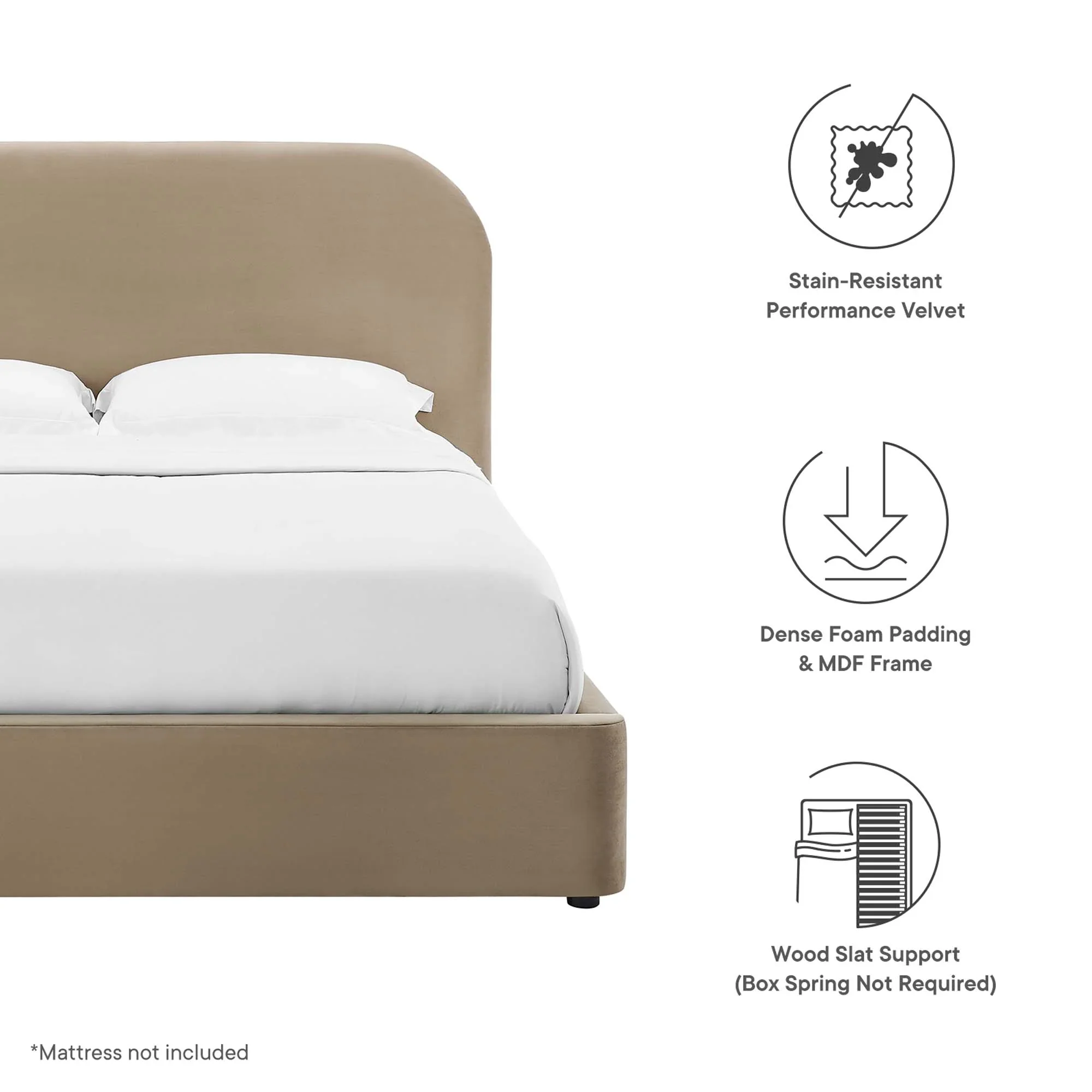 Keynote Performance Velvet Curved Platform Bed - Image 29