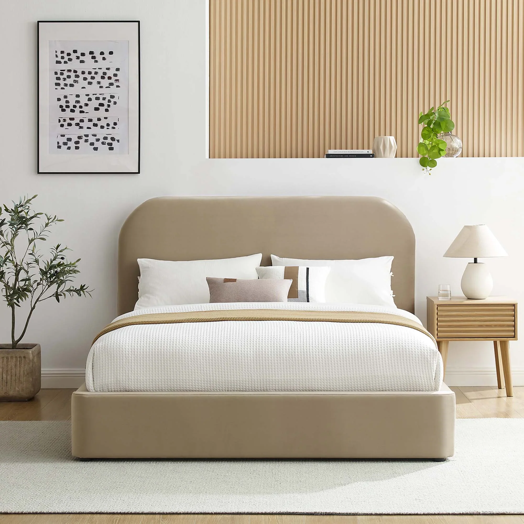 Keynote Performance Velvet Curved Platform Bed - Image 36