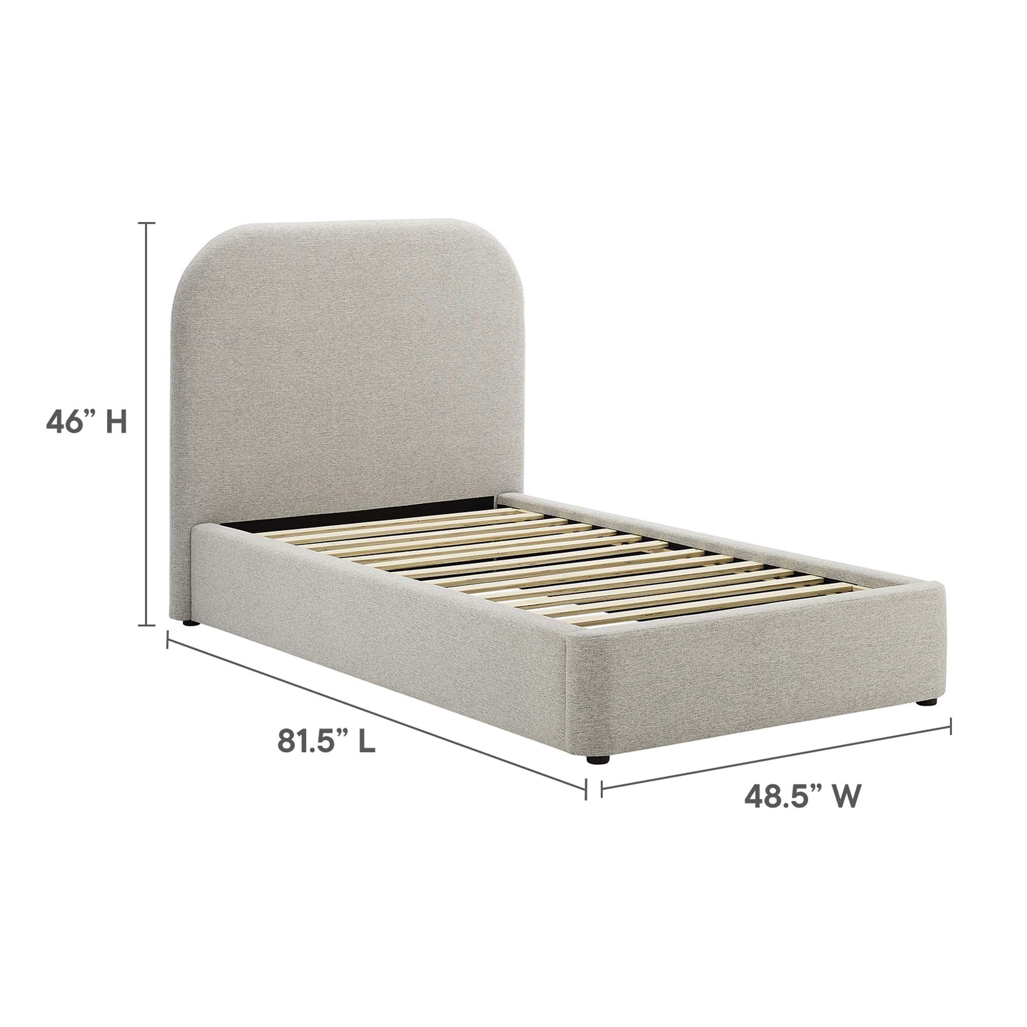 Keynote Upholstered Fabric Curved Platform Bed - Image 12