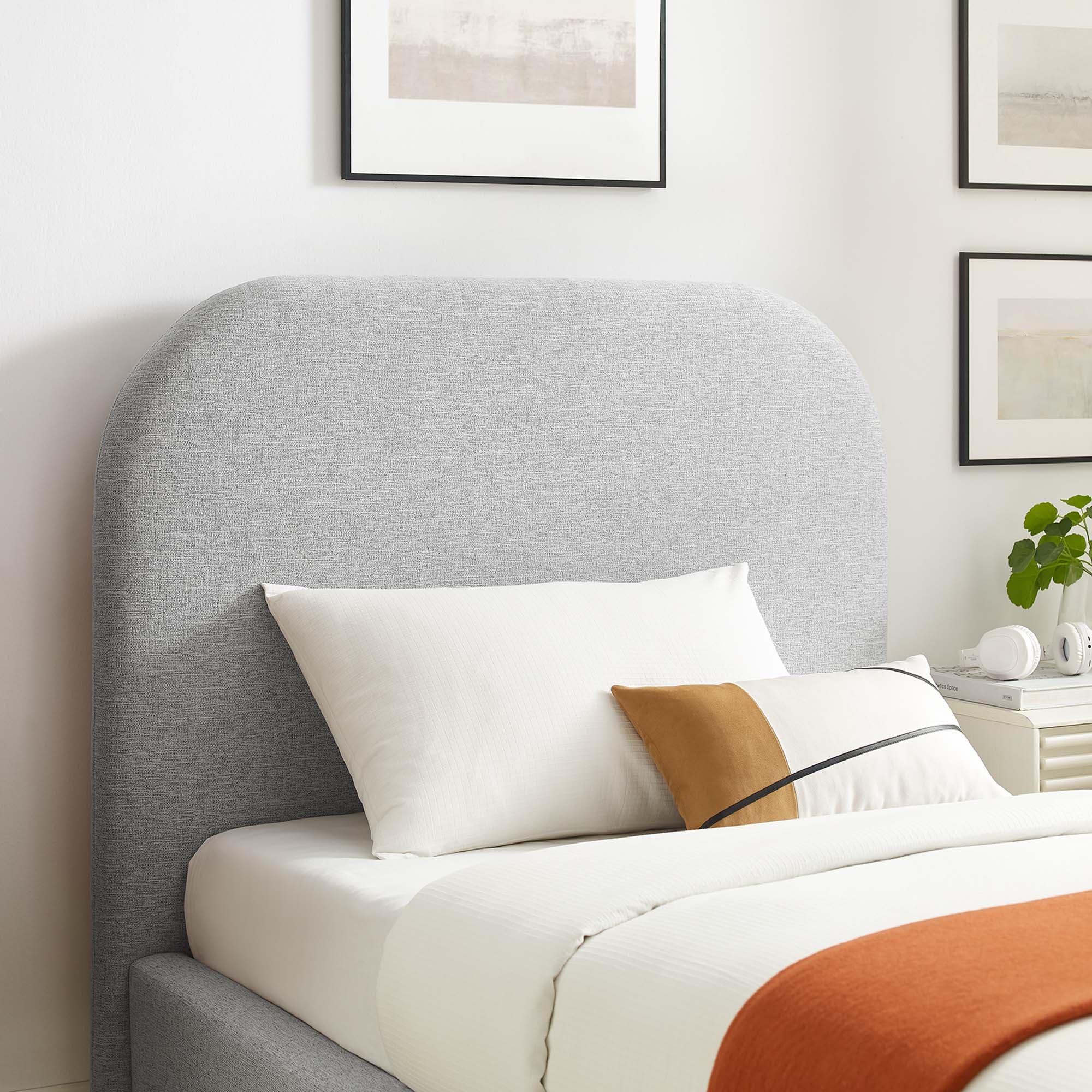 Keynote Upholstered Fabric Curved Platform Bed - Image 13