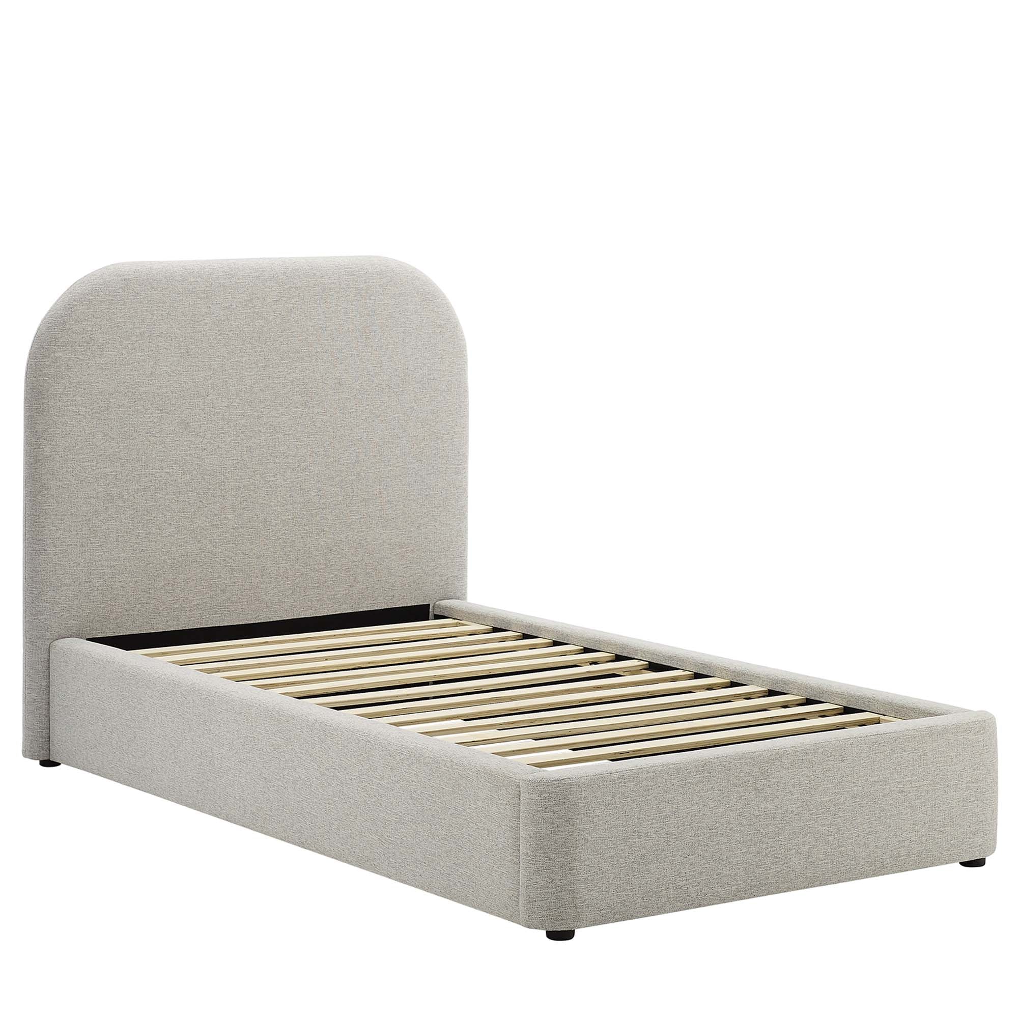 Keynote Upholstered Fabric Curved Platform Bed - Image 14