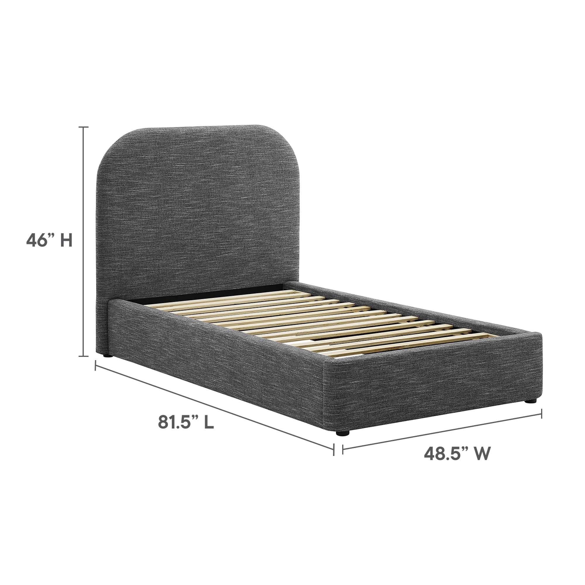 Keynote Upholstered Fabric Curved Platform Bed - Image 21