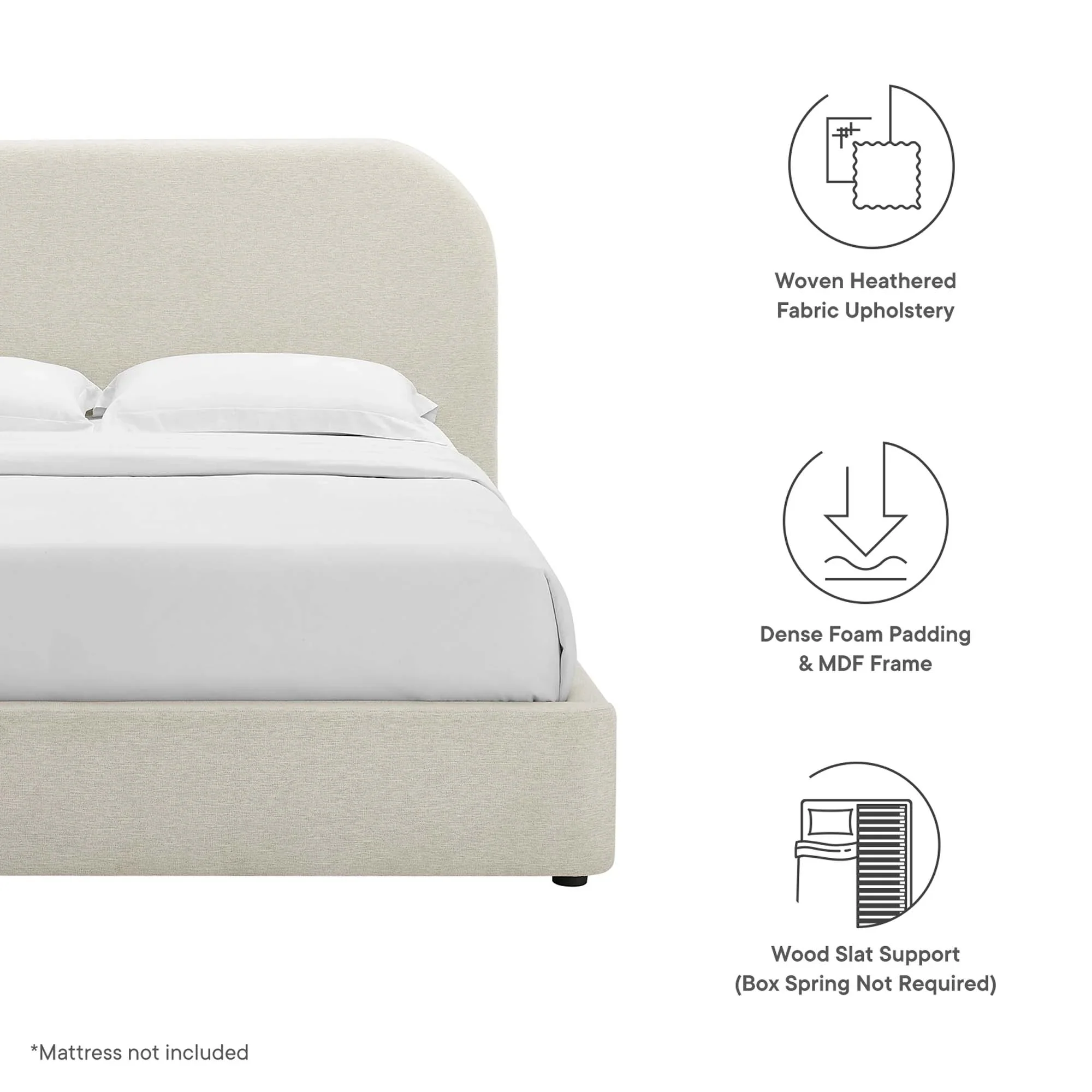 Keynote Upholstered Fabric Curved Platform Bed - Image 29