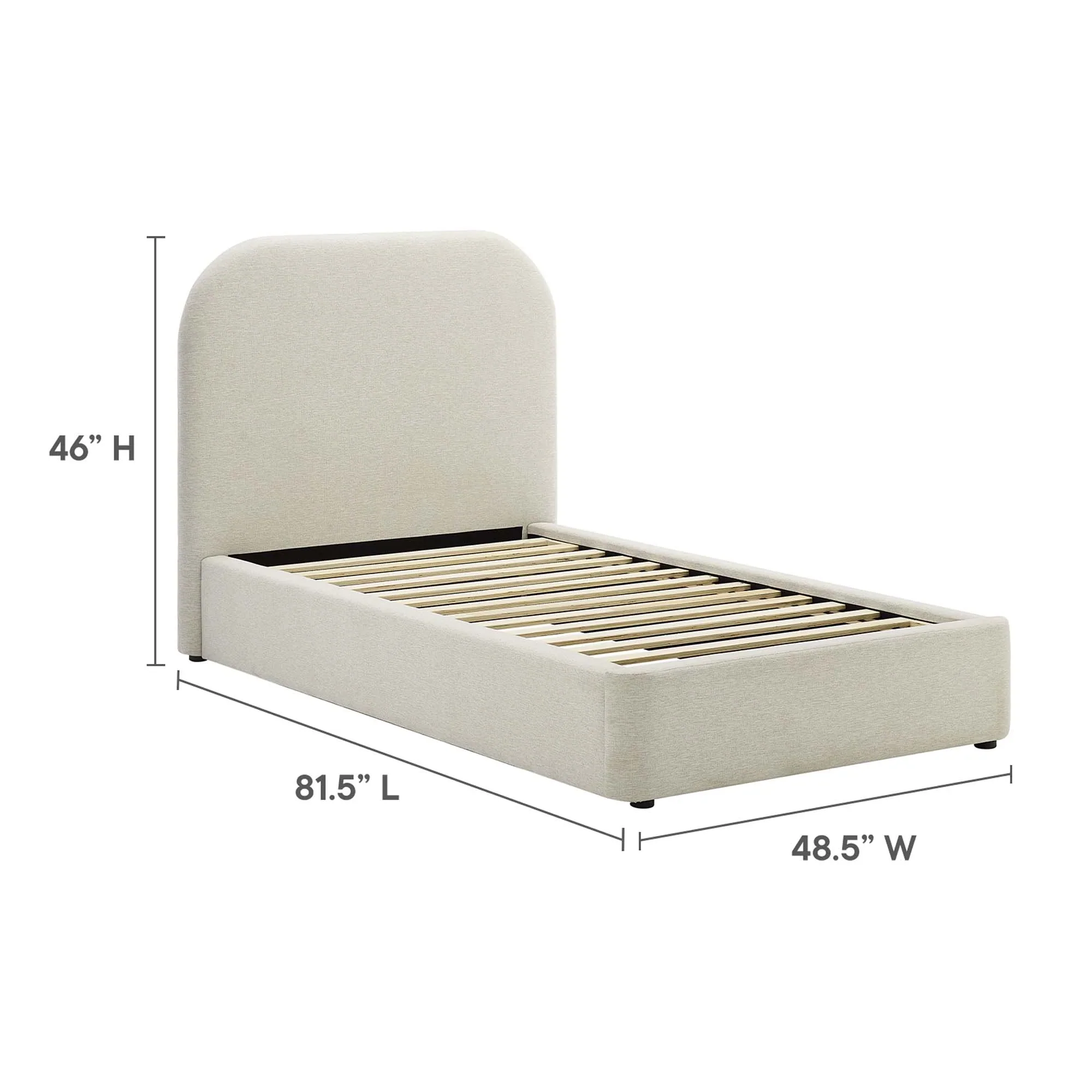Keynote Upholstered Fabric Curved Platform Bed - Image 3