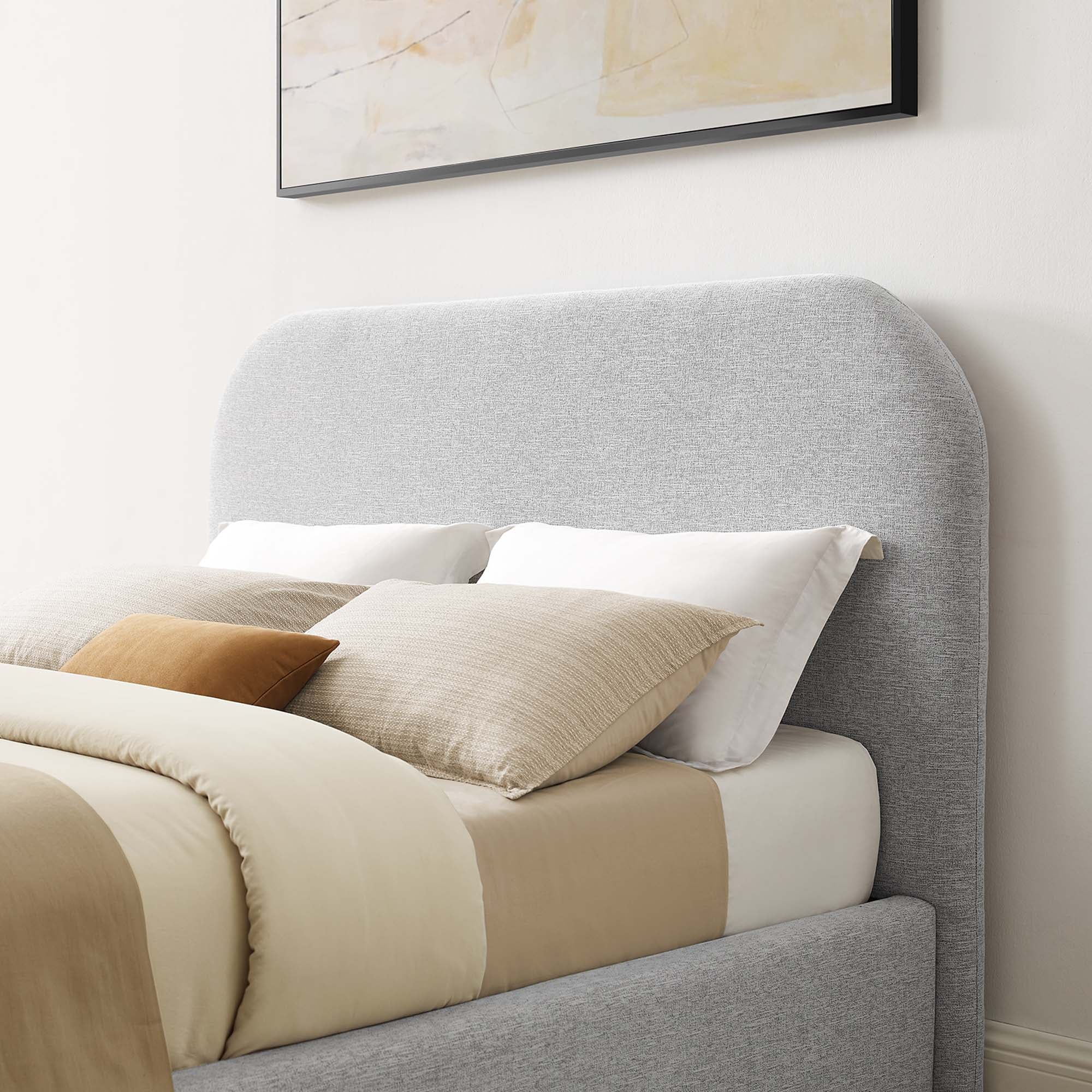Keynote Upholstered Fabric Curved Platform Bed - Image 40
