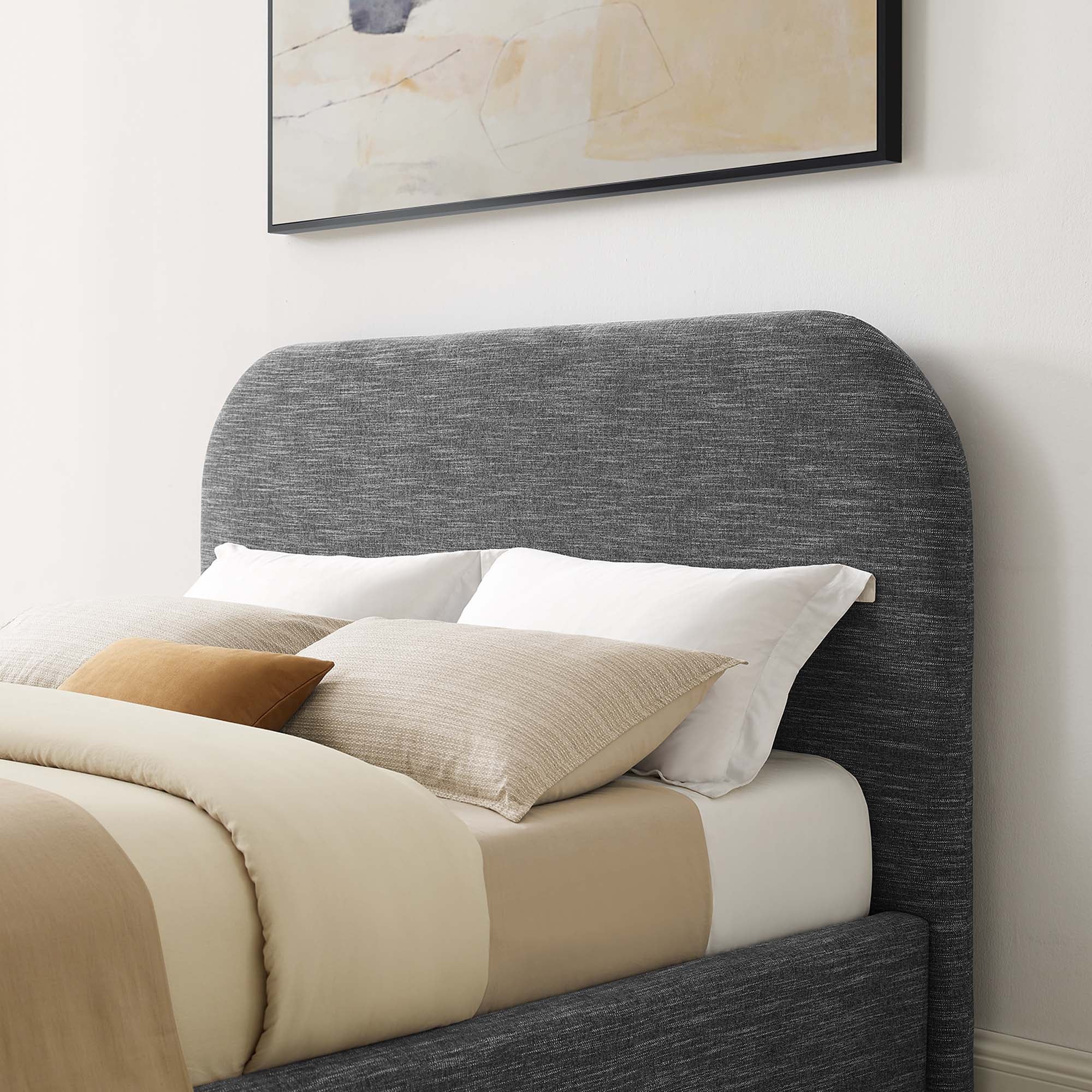 Keynote Upholstered Fabric Curved Platform Bed - Image 49