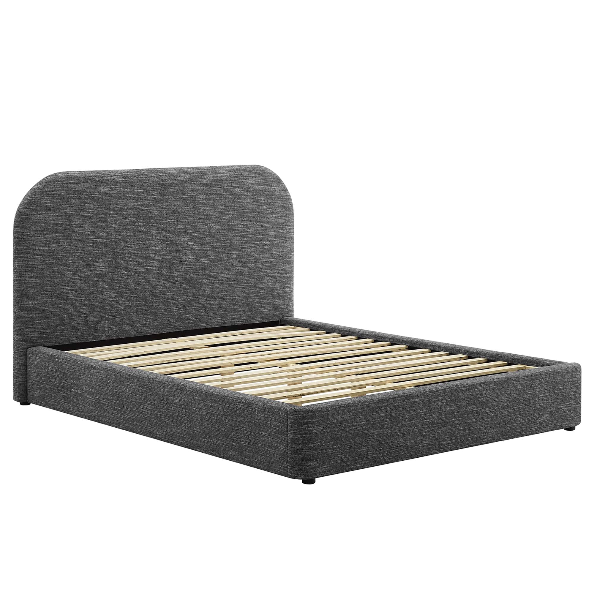 Keynote Upholstered Fabric Curved Platform Bed - Image 50