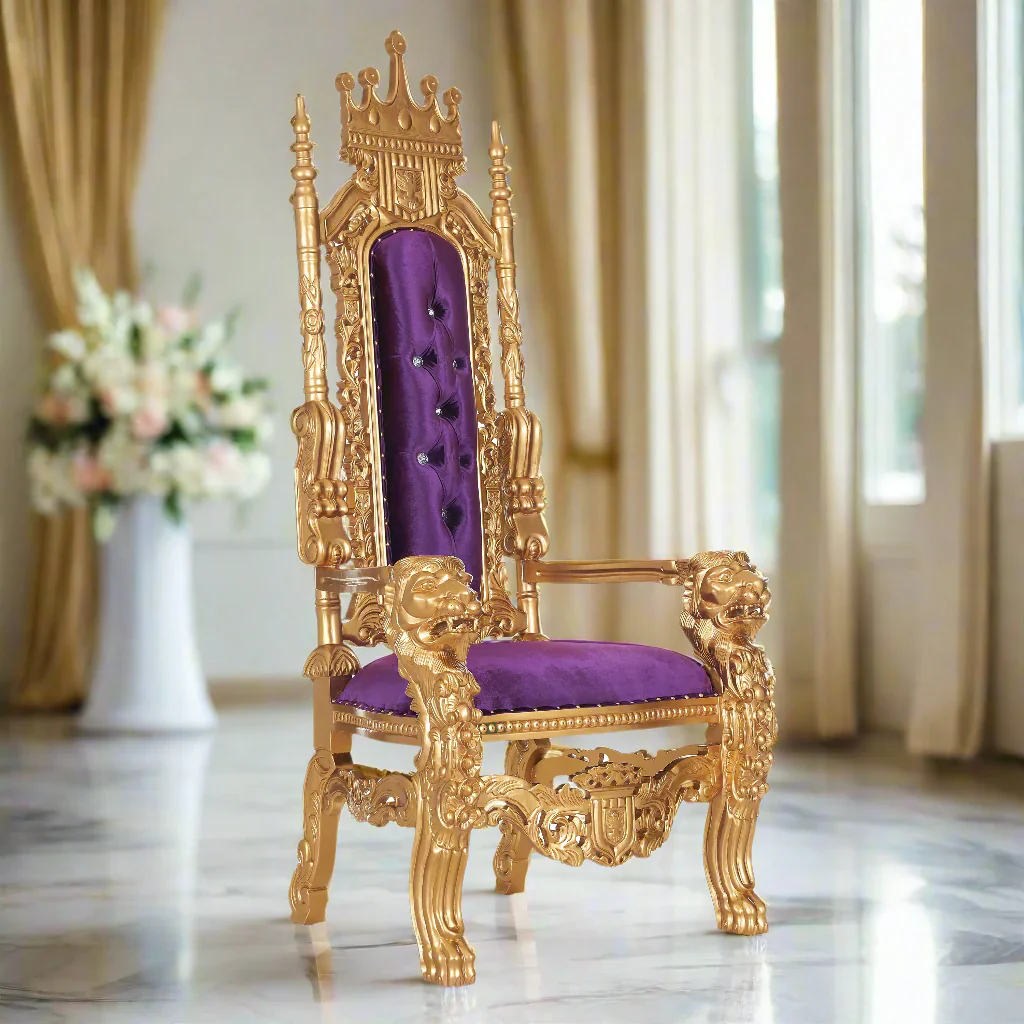 King David Crown Throne Chair - Velvet - Image 2