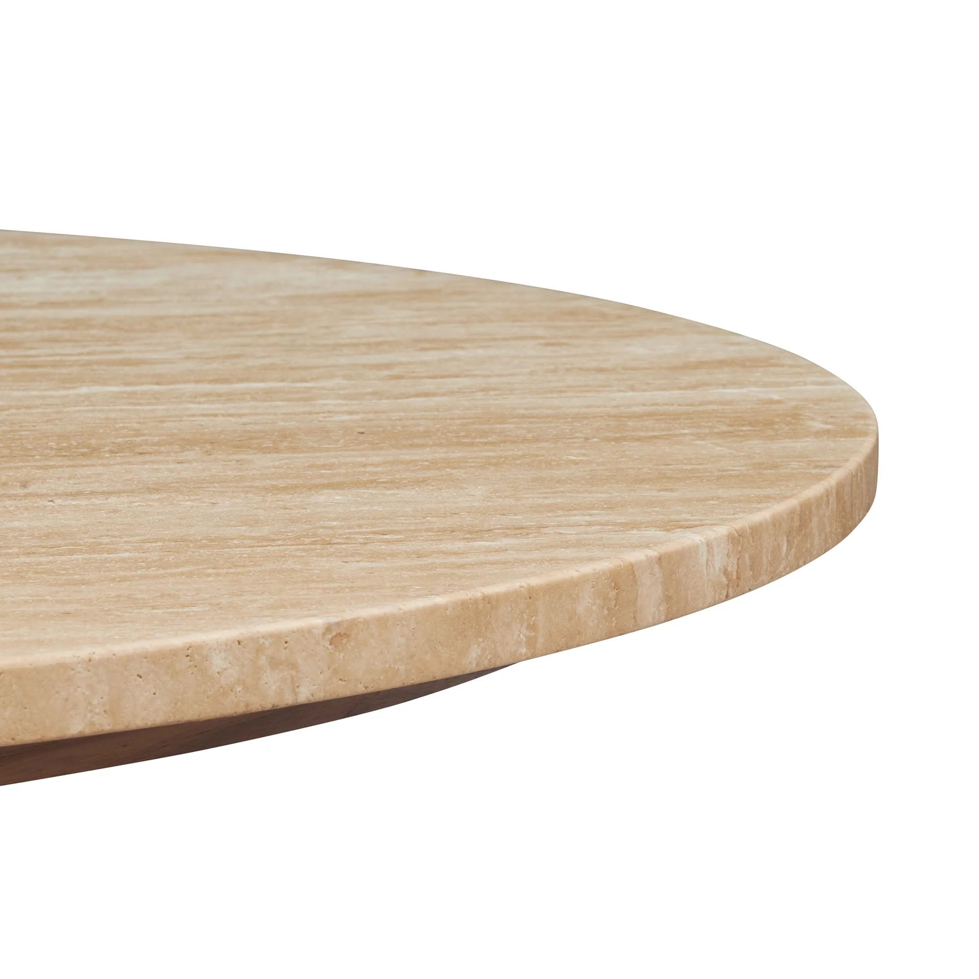 Kioni Round Travertine Coffee Table in Walnut - Image 6