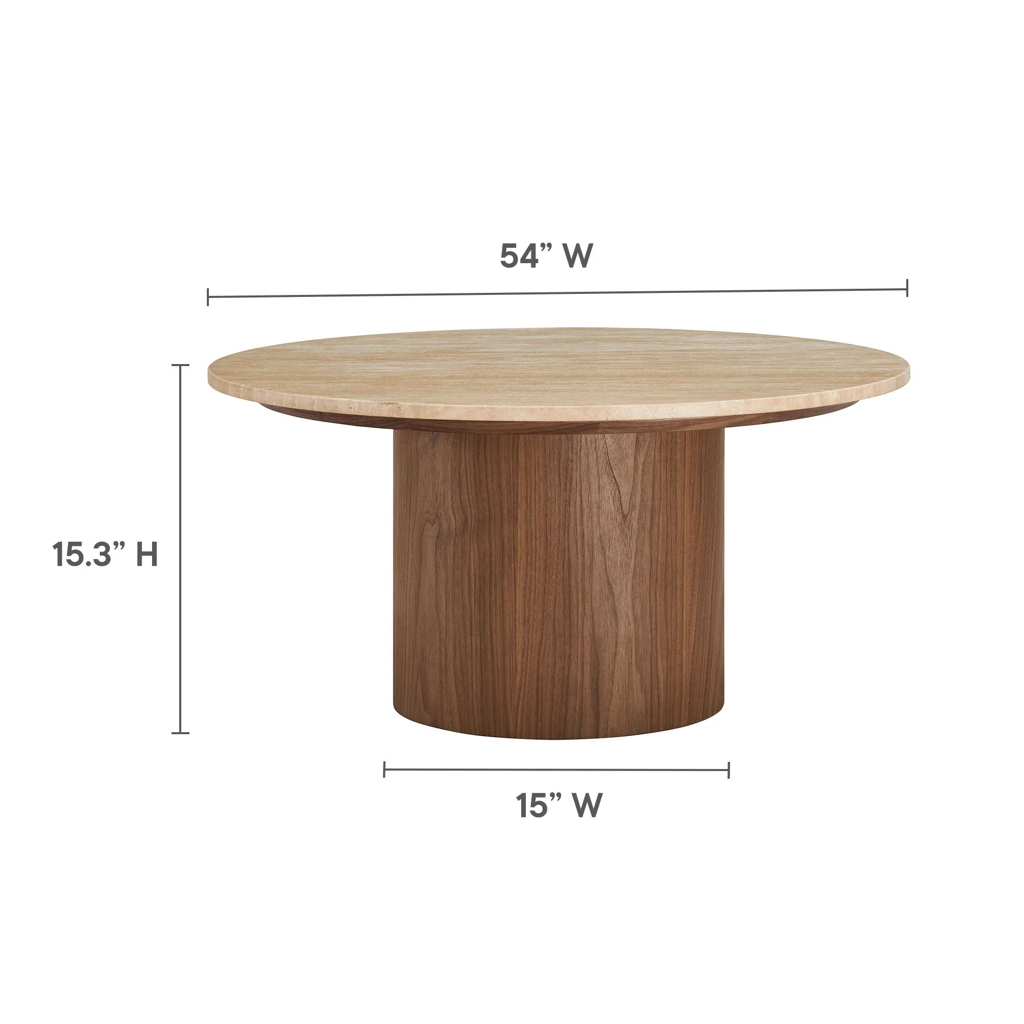 Kioni Round Travertine Coffee Table in Walnut - Image 8