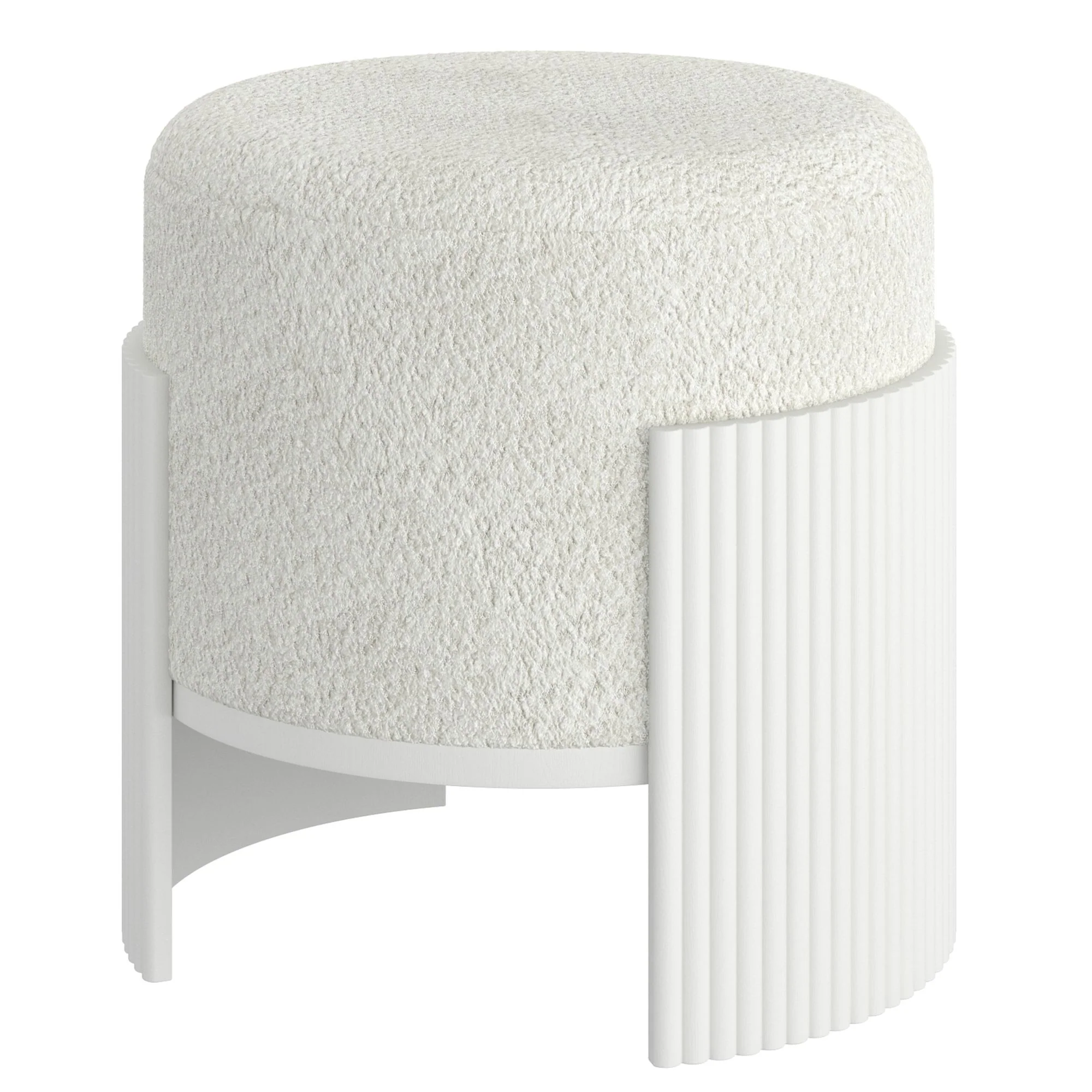 Kiraz Round Ottoman in Ivory & White - Image 3