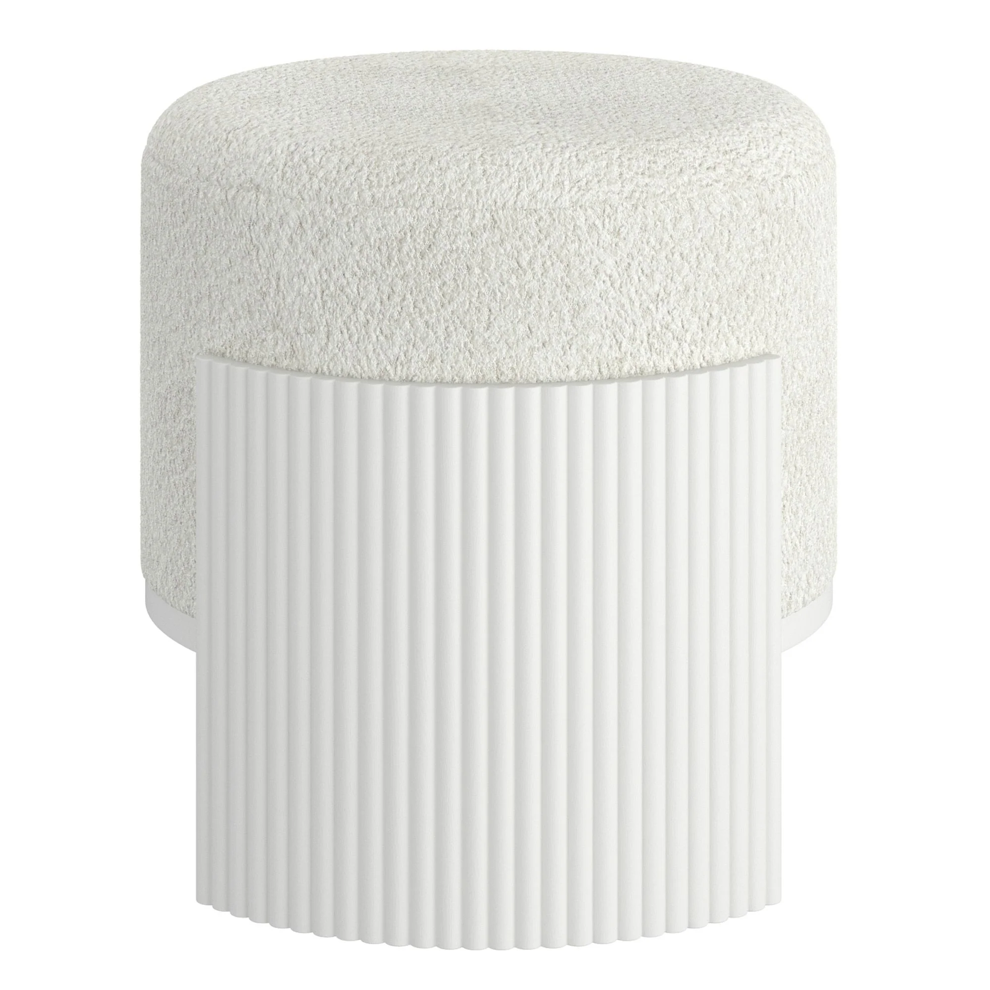 Kiraz Round Ottoman in Ivory & White - Image 4