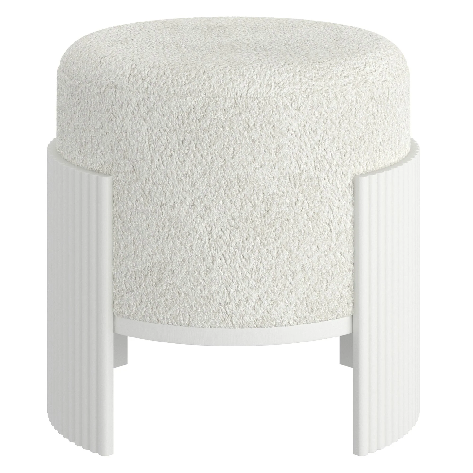 Kiraz Round Ottoman in Ivory & White - Image 5