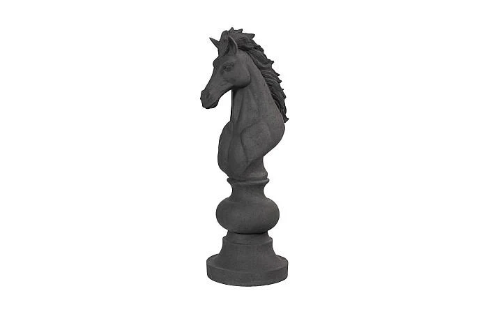 Knight Chess Sculpture, Cast Stone Black - Image 3