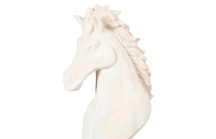 Knight Chess Sculpture, Cast Stone White - Image 4