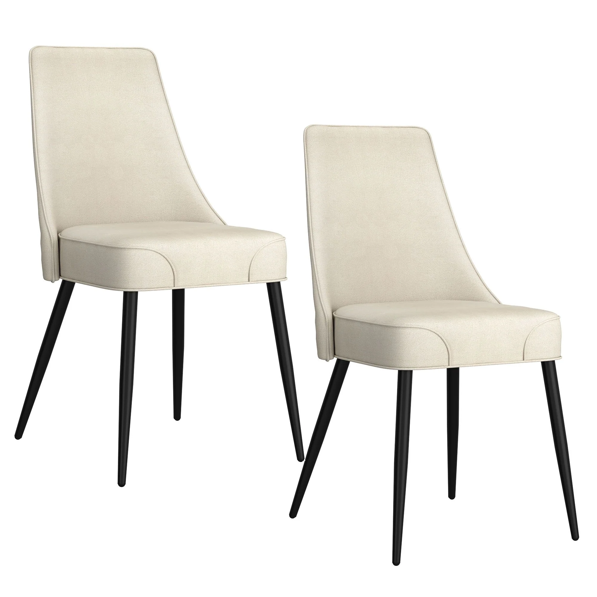 Koda Dining Chair, Fabric, set of 2, in Beige and Black - Image 7