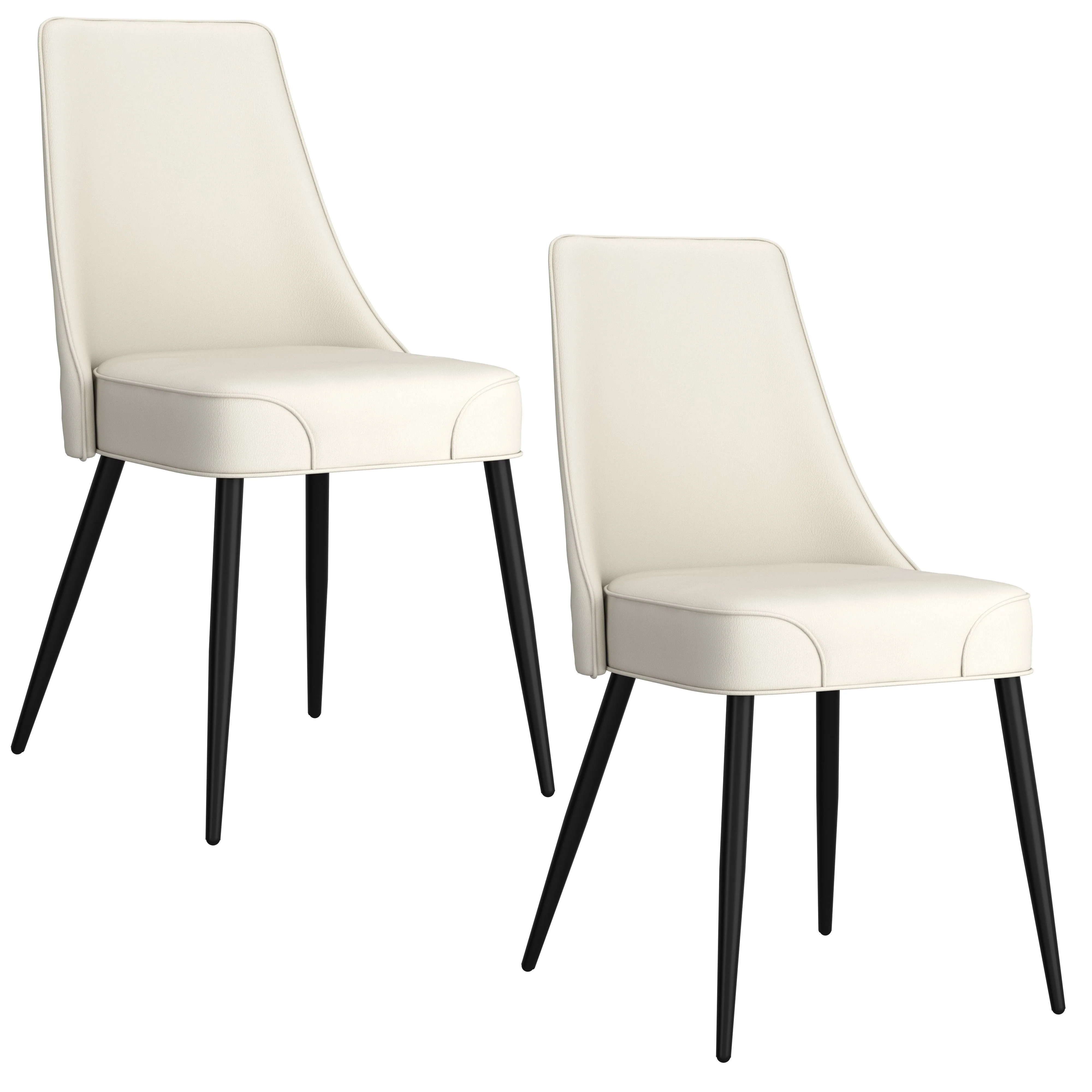 Koda Dining Chair, Faux Leather, set of 2, in Beige and Black - Image 7