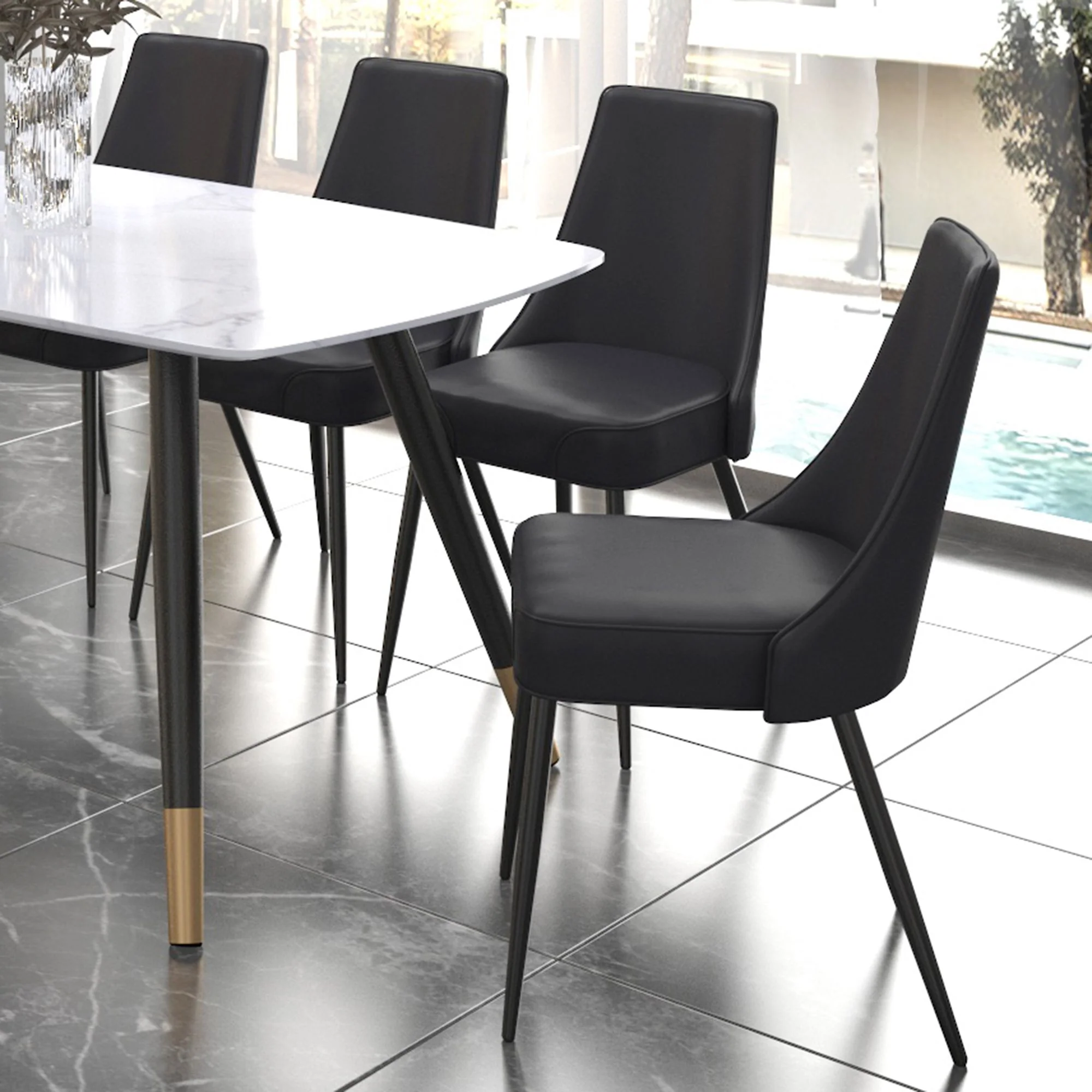 Koda Dining Chair, Faux Leather, set of 2, in Black - Image 2