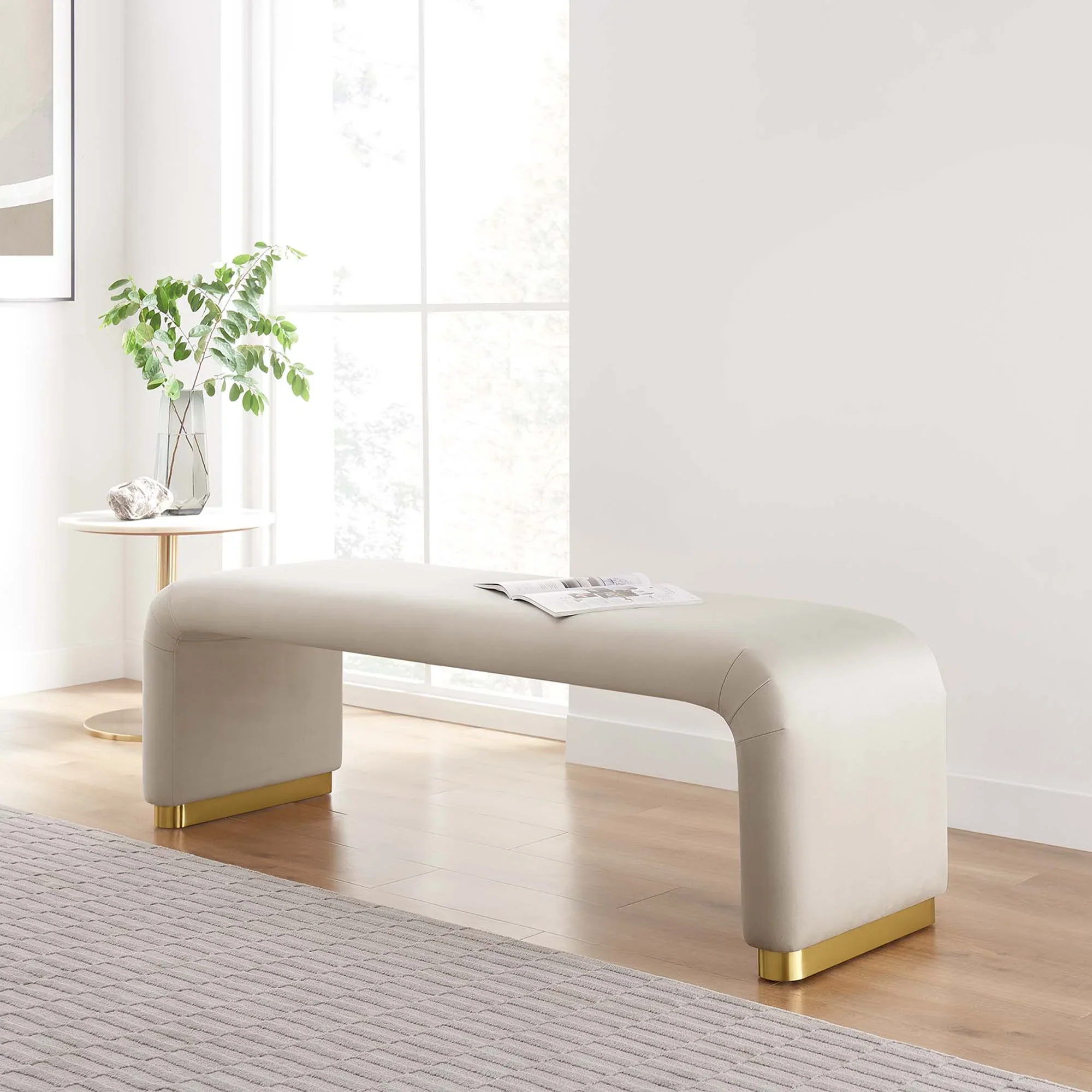 Koda Performance Velvet Waterfall Long Bench - Image 20
