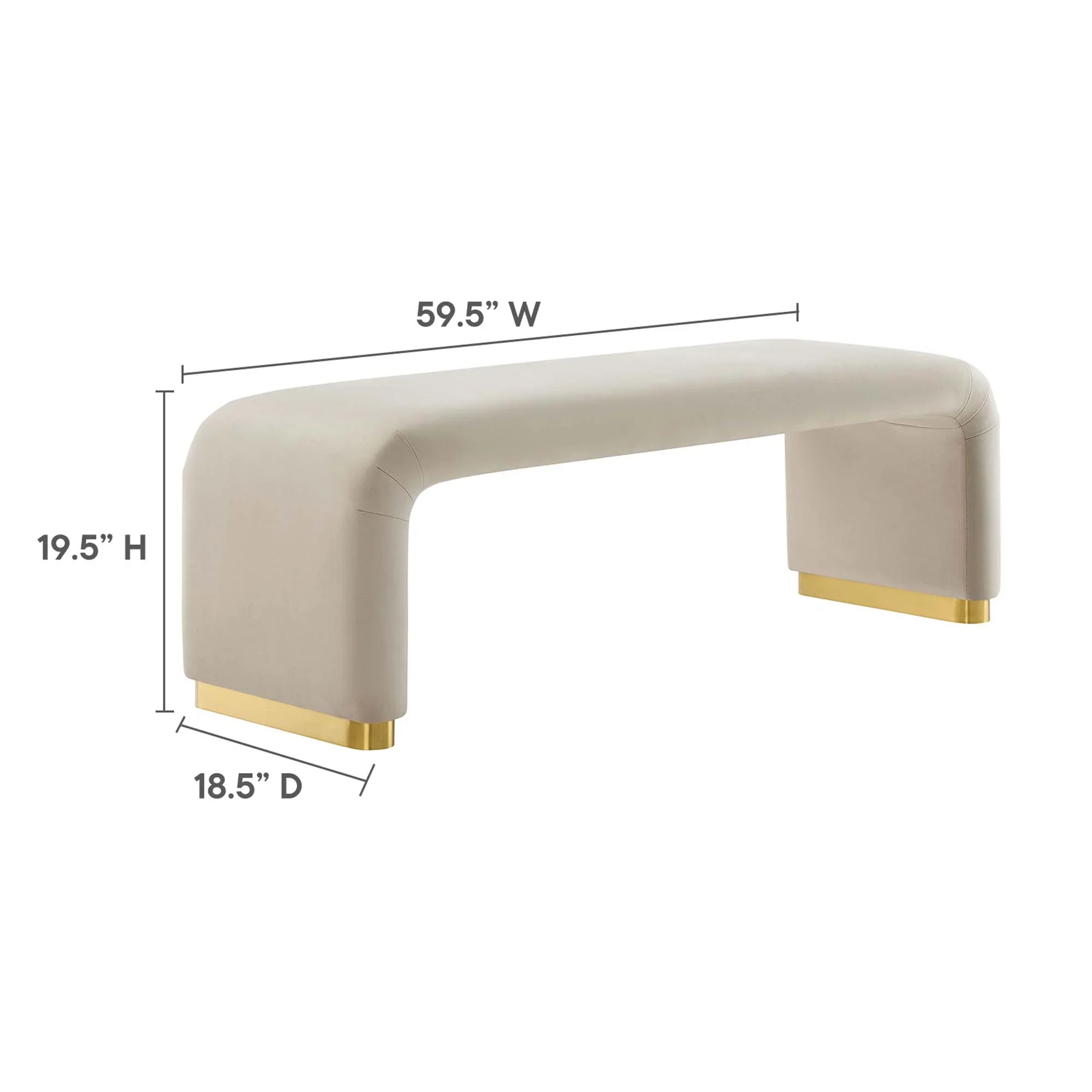 Koda Performance Velvet Waterfall Long Bench - Image 27
