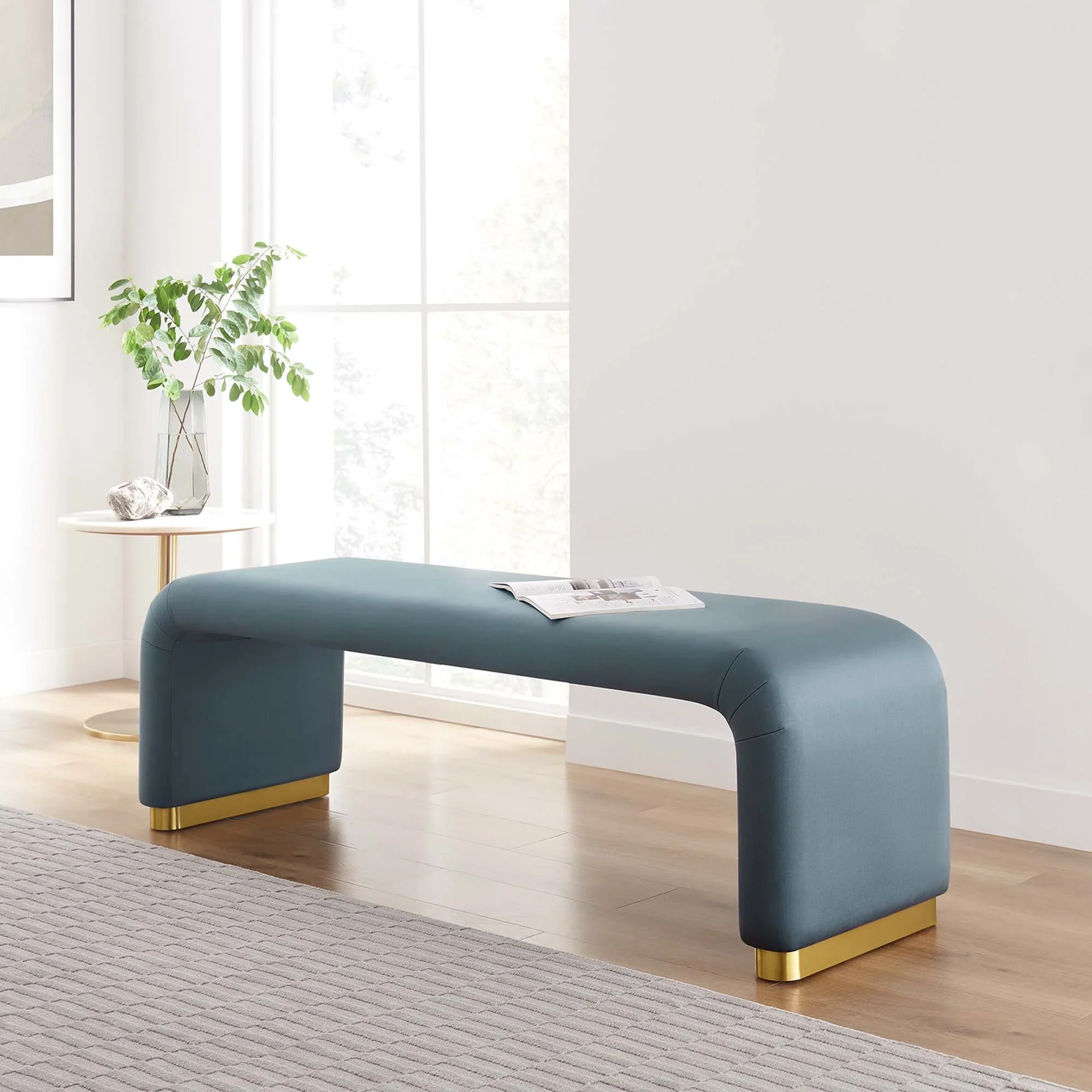 Koda Performance Velvet Waterfall Long Bench - Image 29