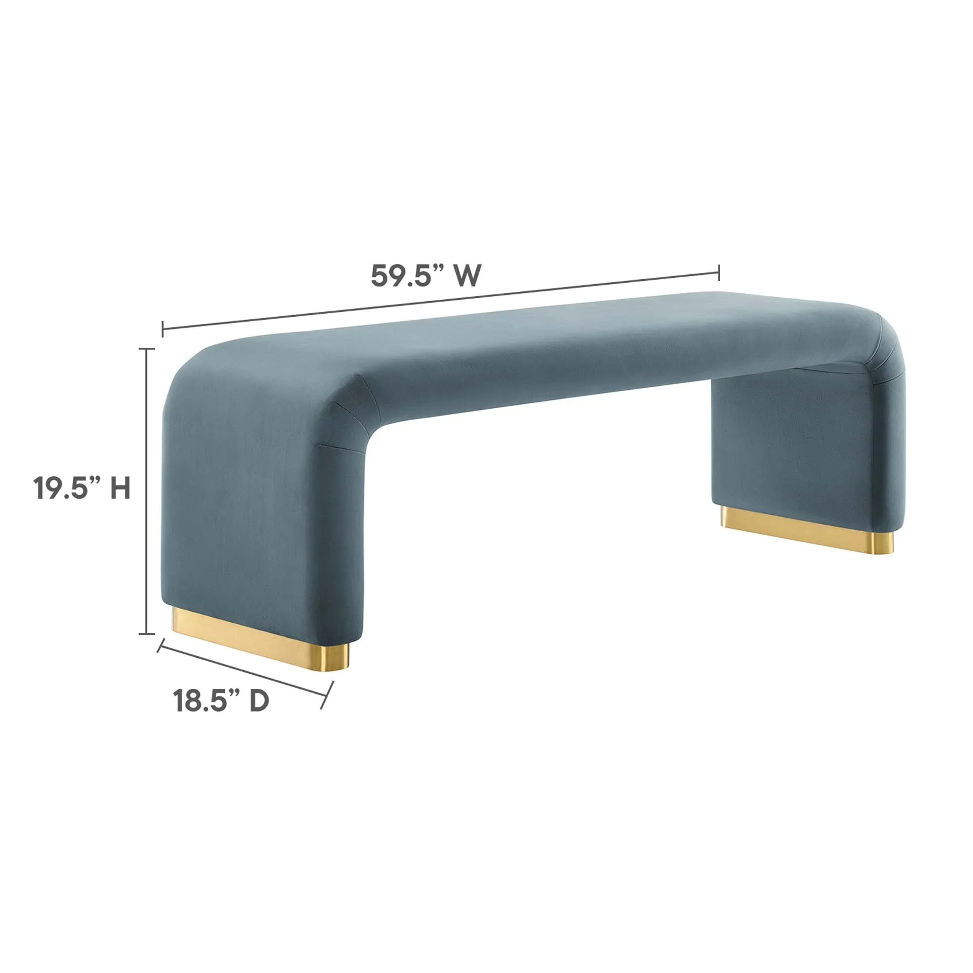 Koda Performance Velvet Waterfall Long Bench - Image 36