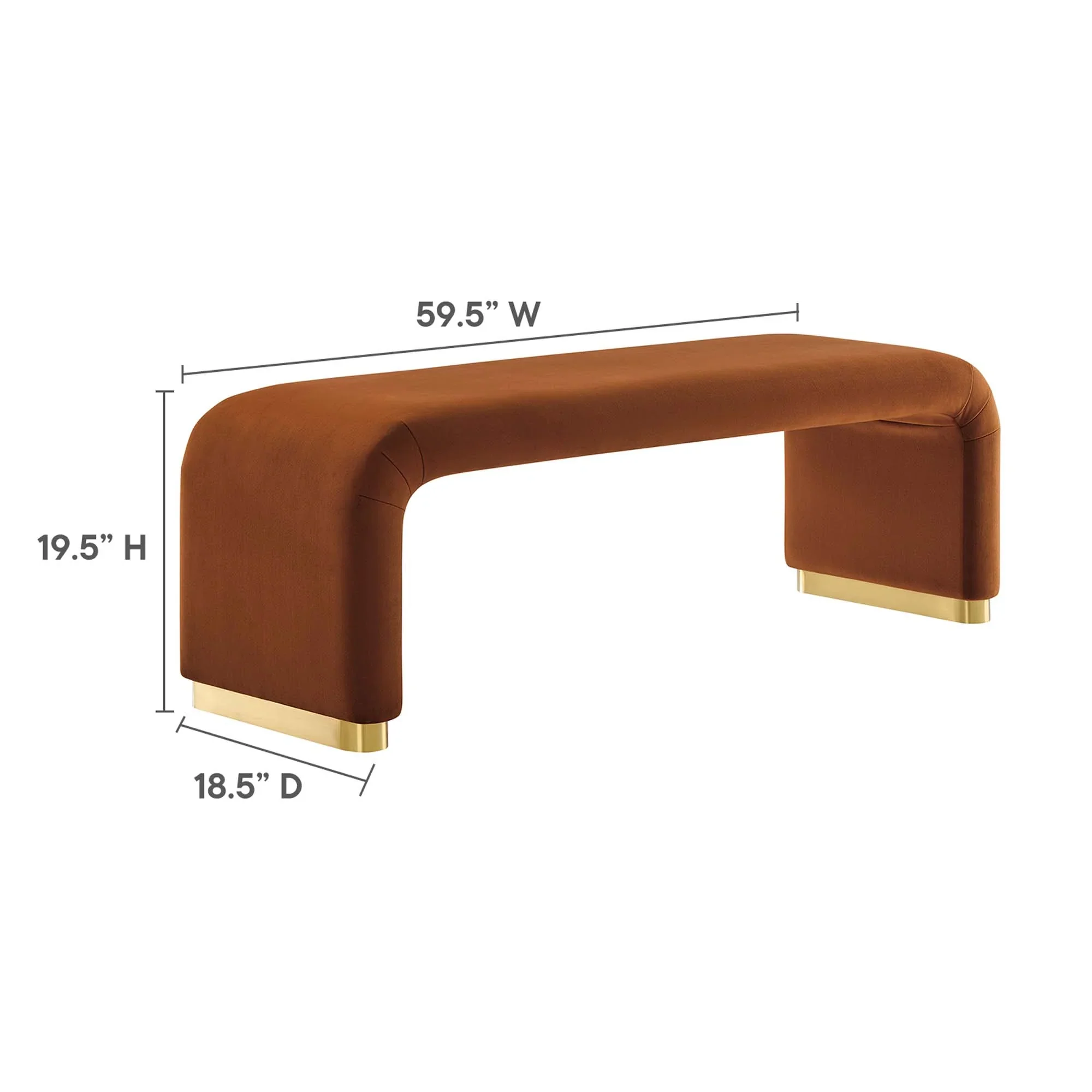 Koda Performance Velvet Waterfall Long Bench - Image 45