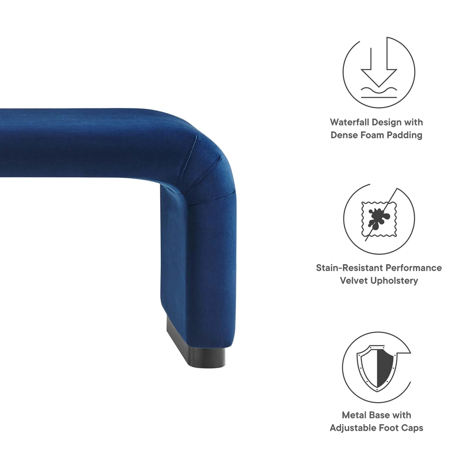Koda Performance Velvet Waterfall Long Bench - Image 62