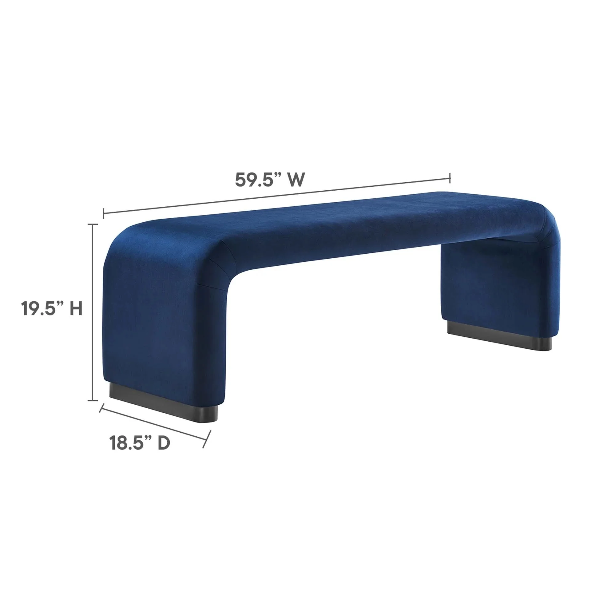 Koda Performance Velvet Waterfall Long Bench - Image 63