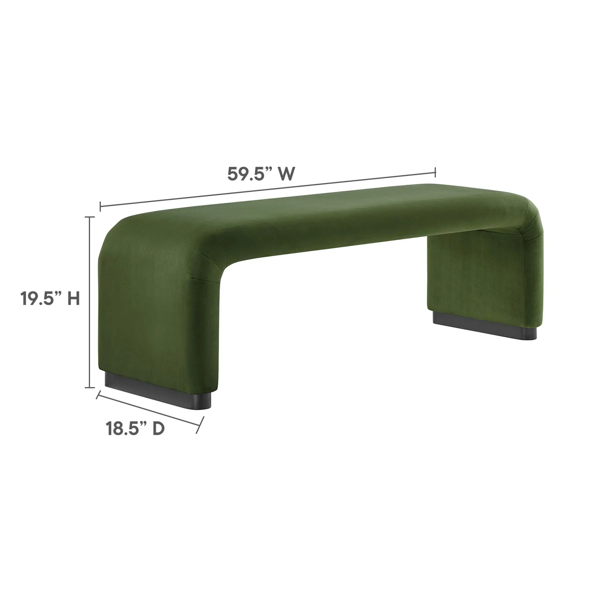 Koda Performance Velvet Waterfall Long Bench - Image 9