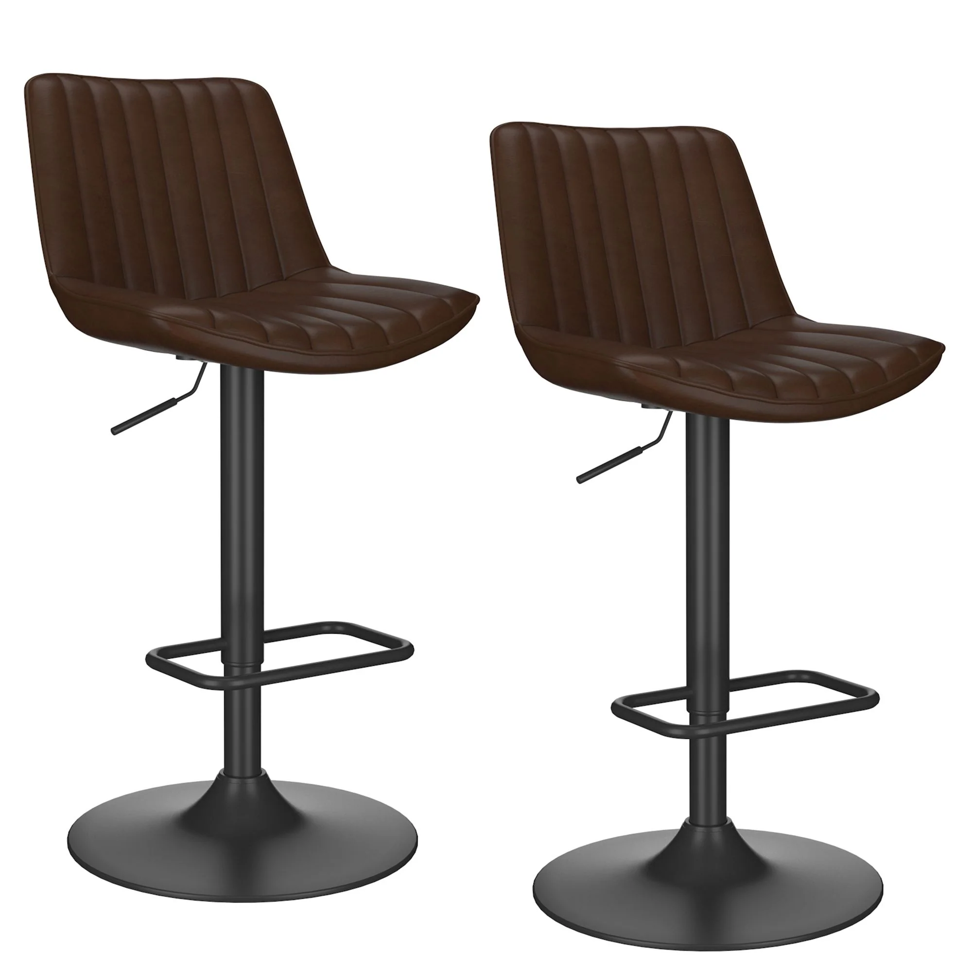 Kosi Adjustable Air-Lift Stool, set of 2, in Brown and Black - Image 6
